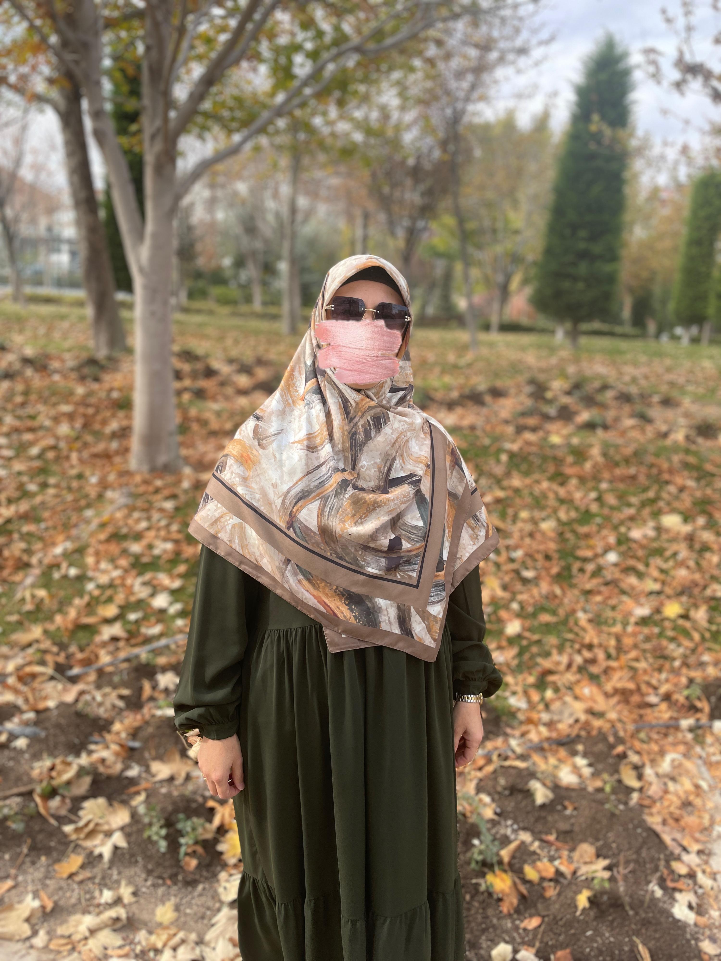 Büyük Boy Pamuklu Soft Fırça Desen Eşarp-Küf Yeşil