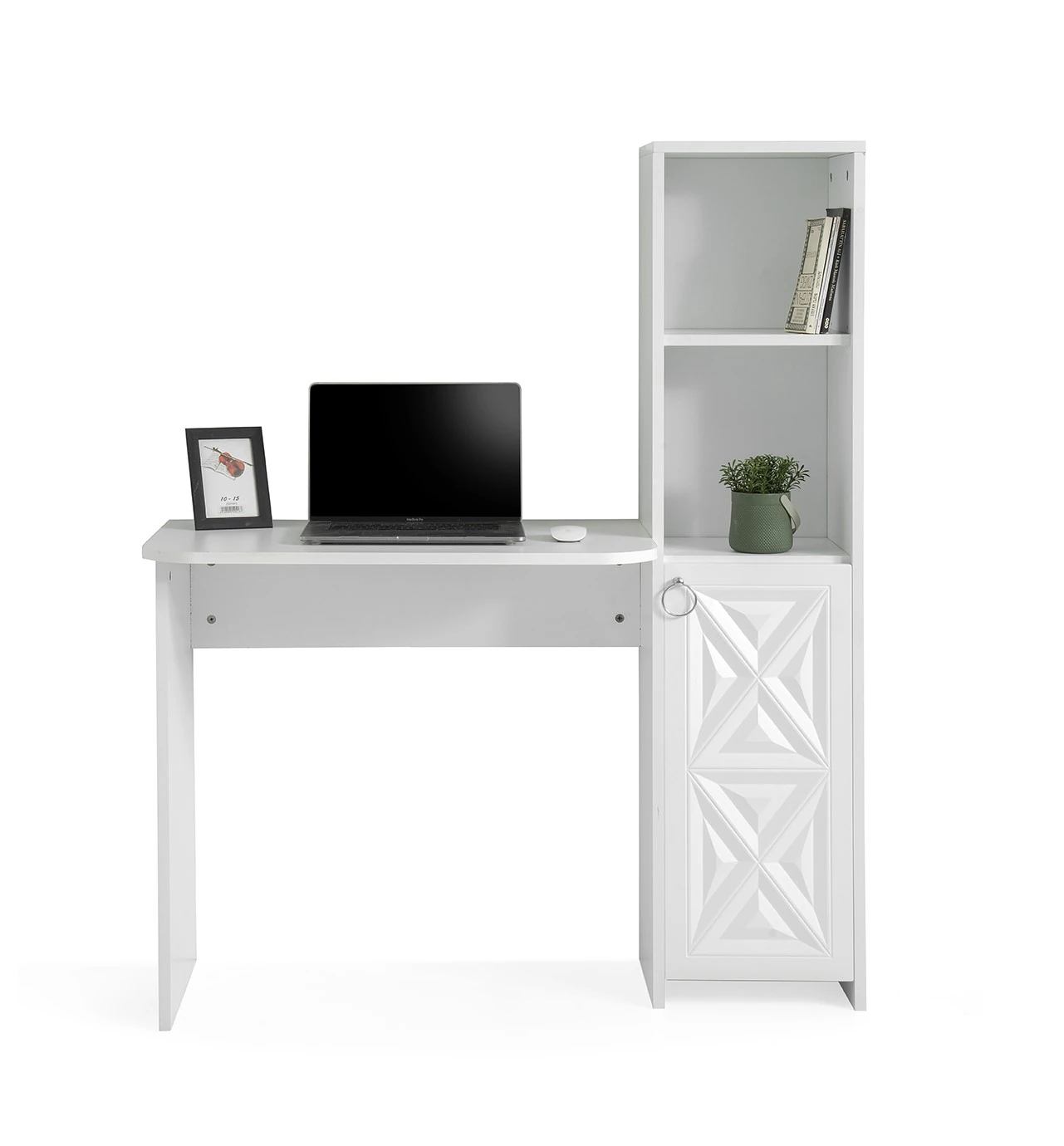 MONZIO Mars Beyaz Dolaplı Çalışma Masası