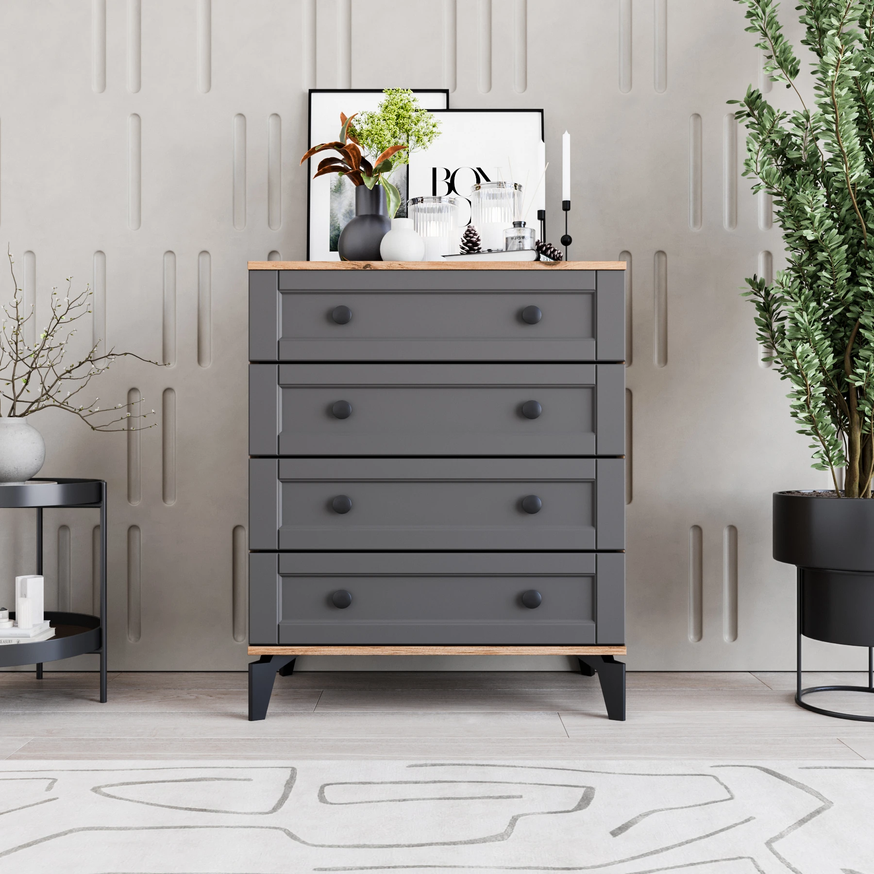 MONZIO SILVA SA-402-SL-NA 4 ÇEKMECELİ ŞİFONYER