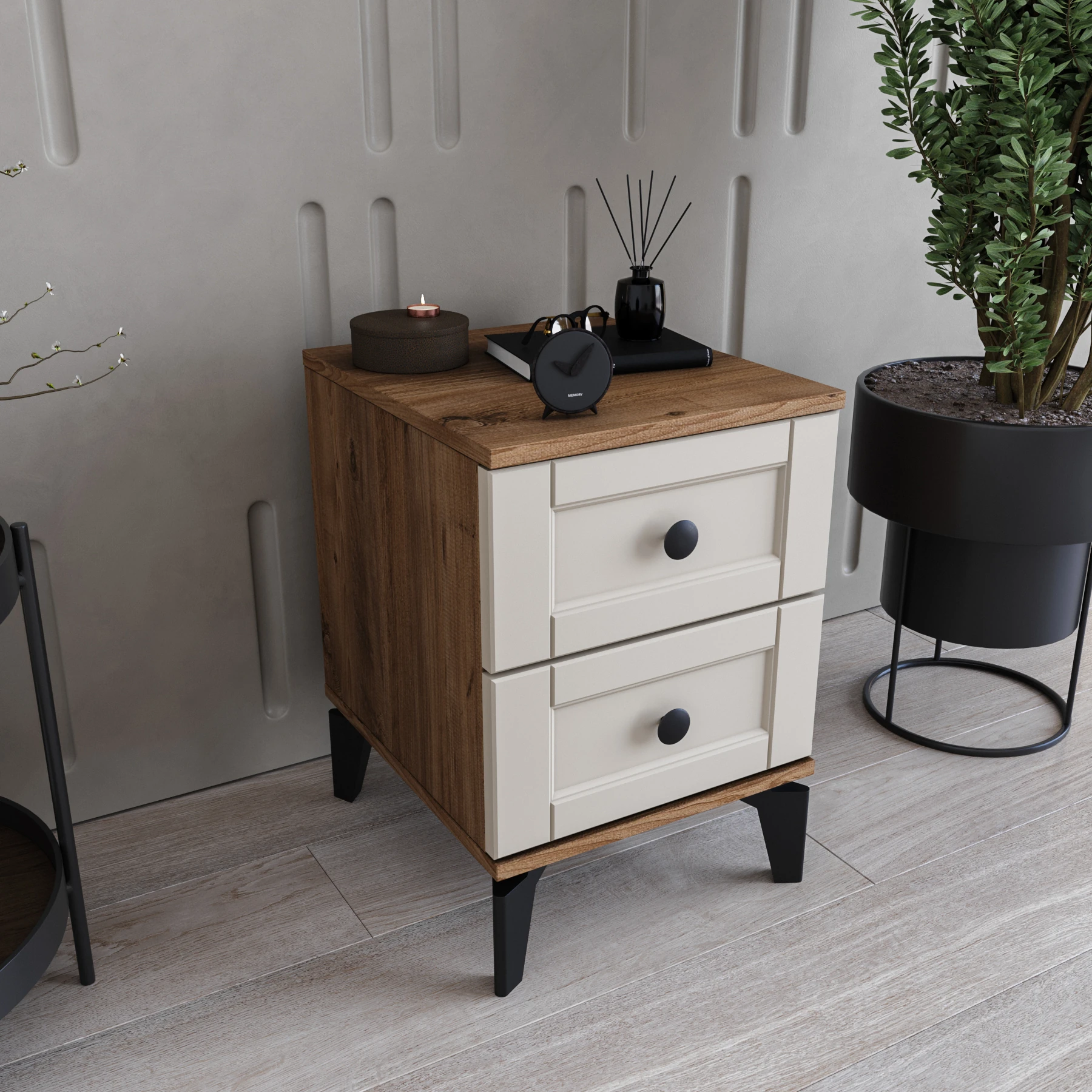 MONZIO SILVA KA-202-SL-AT 2 ÇEKMECELİ KOMİDİN