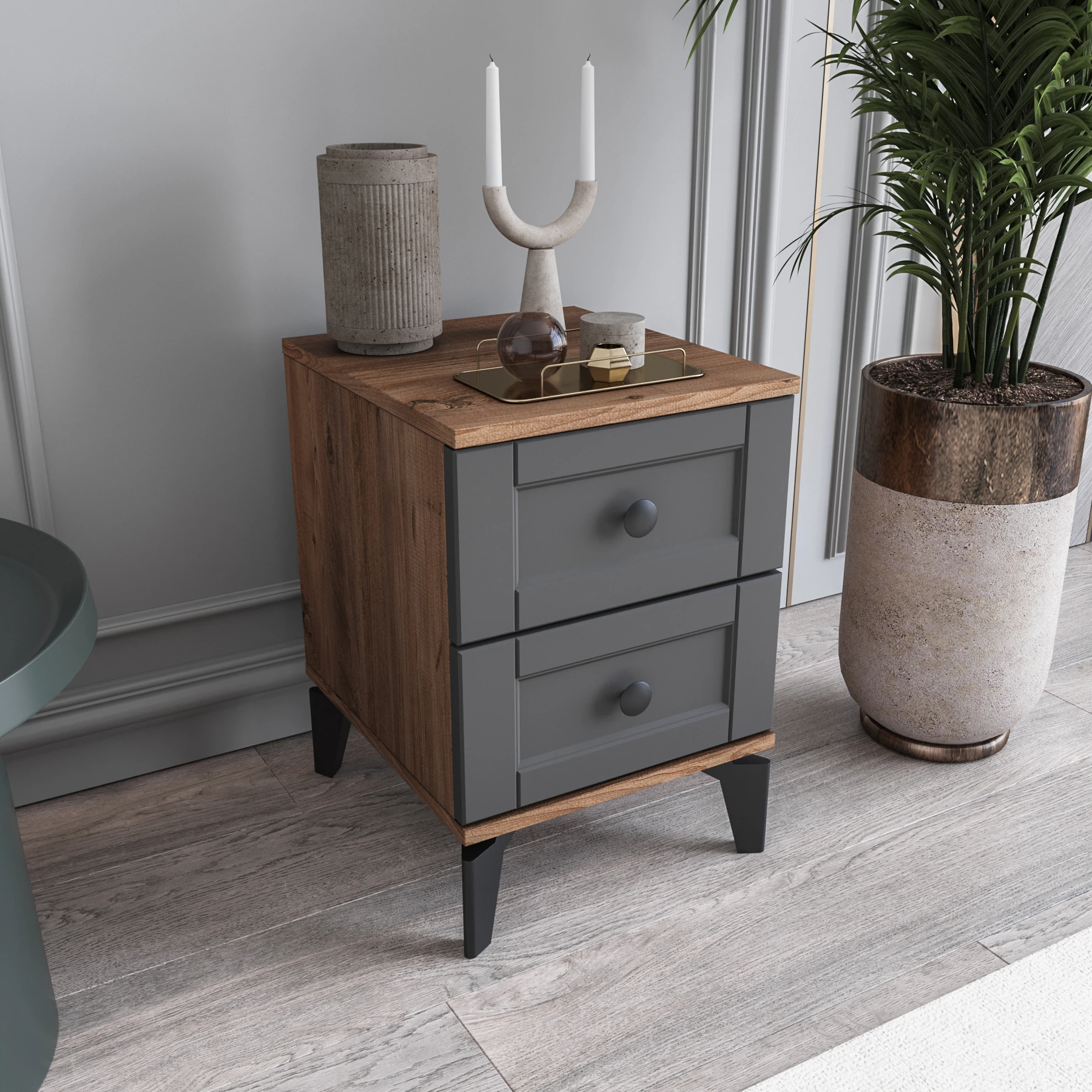 MONZIO Karin KA-203-KR-NA- 2 ÇEKMECELİ KOMİDİN