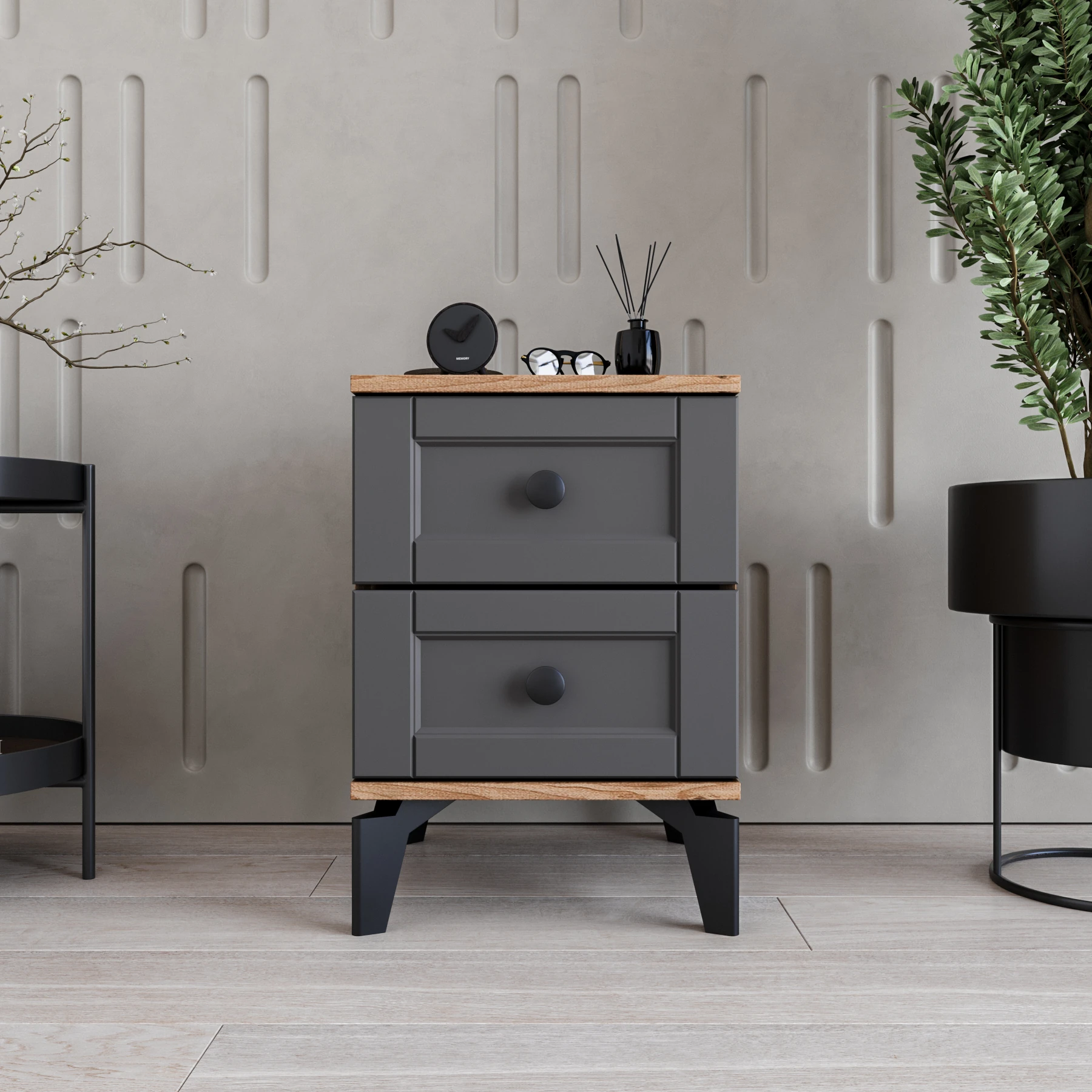 MONZIO SILVA KA-202-SL-NA 2 ÇEKMECELİ KOMİDİN