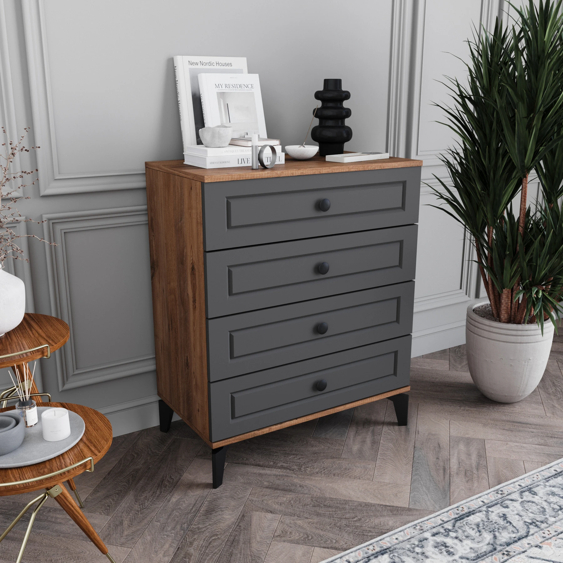 MONZIO Panjur SA-401-PN-NA 4 ÇEKMECELİ ŞİFONYER