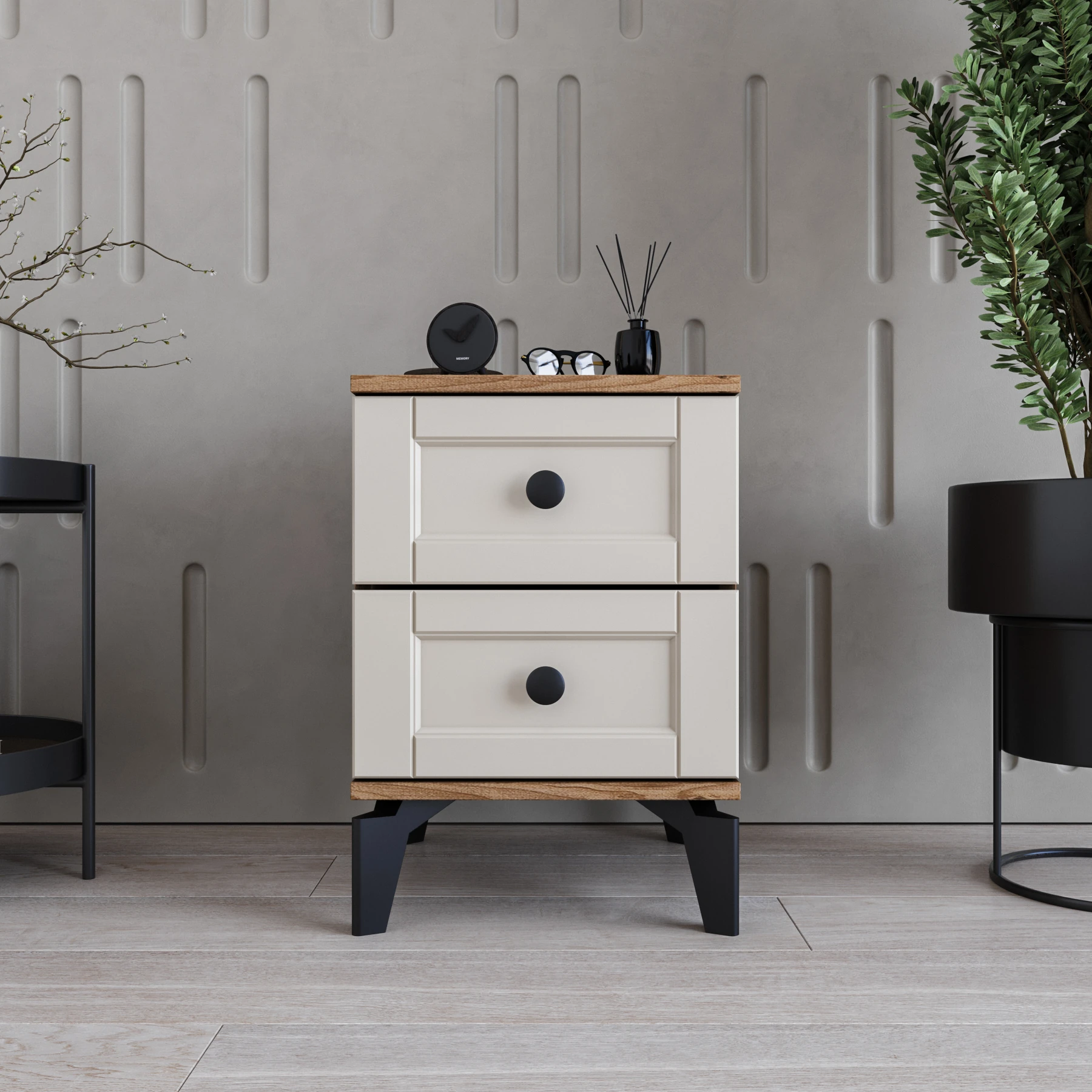 MONZIO SILVA KA-202-SL-AT 2 ÇEKMECELİ KOMİDİN