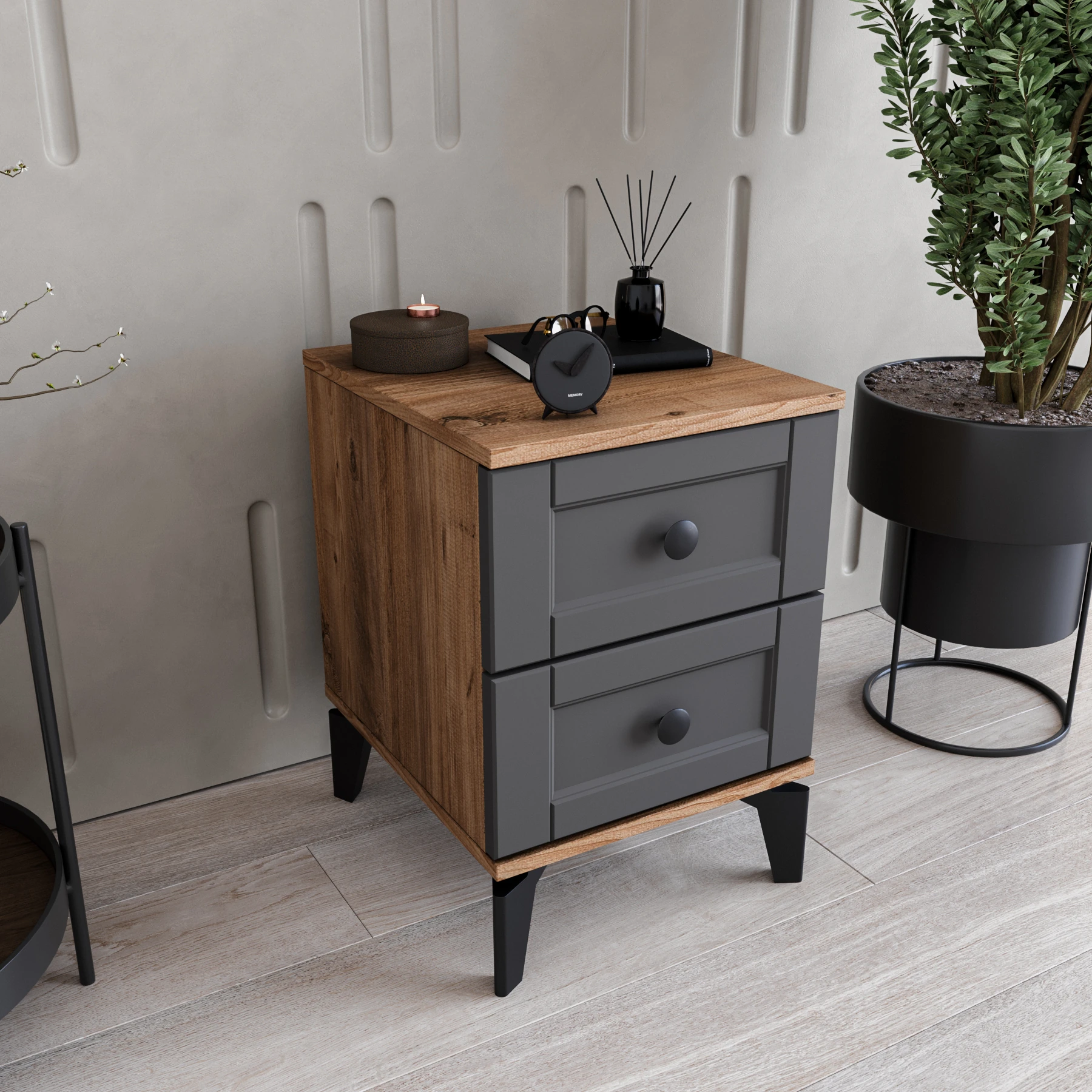 MONZIO SILVA KA-202-SL-NA 2 ÇEKMECELİ KOMİDİN