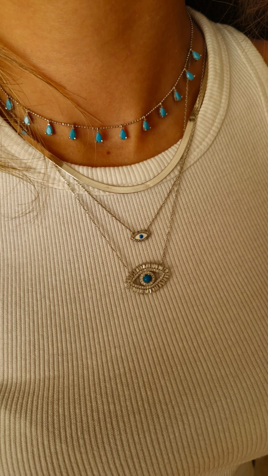 Mavi Sallantı Choker Kolye 