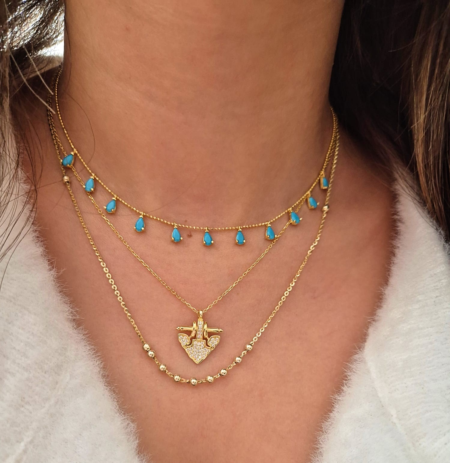 Mavi Sallantı Choker Kolye 