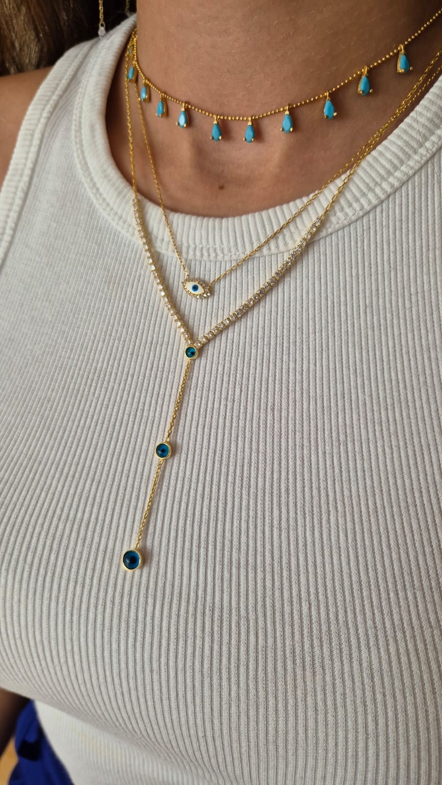 Mavi Sallantı Choker Kolye 