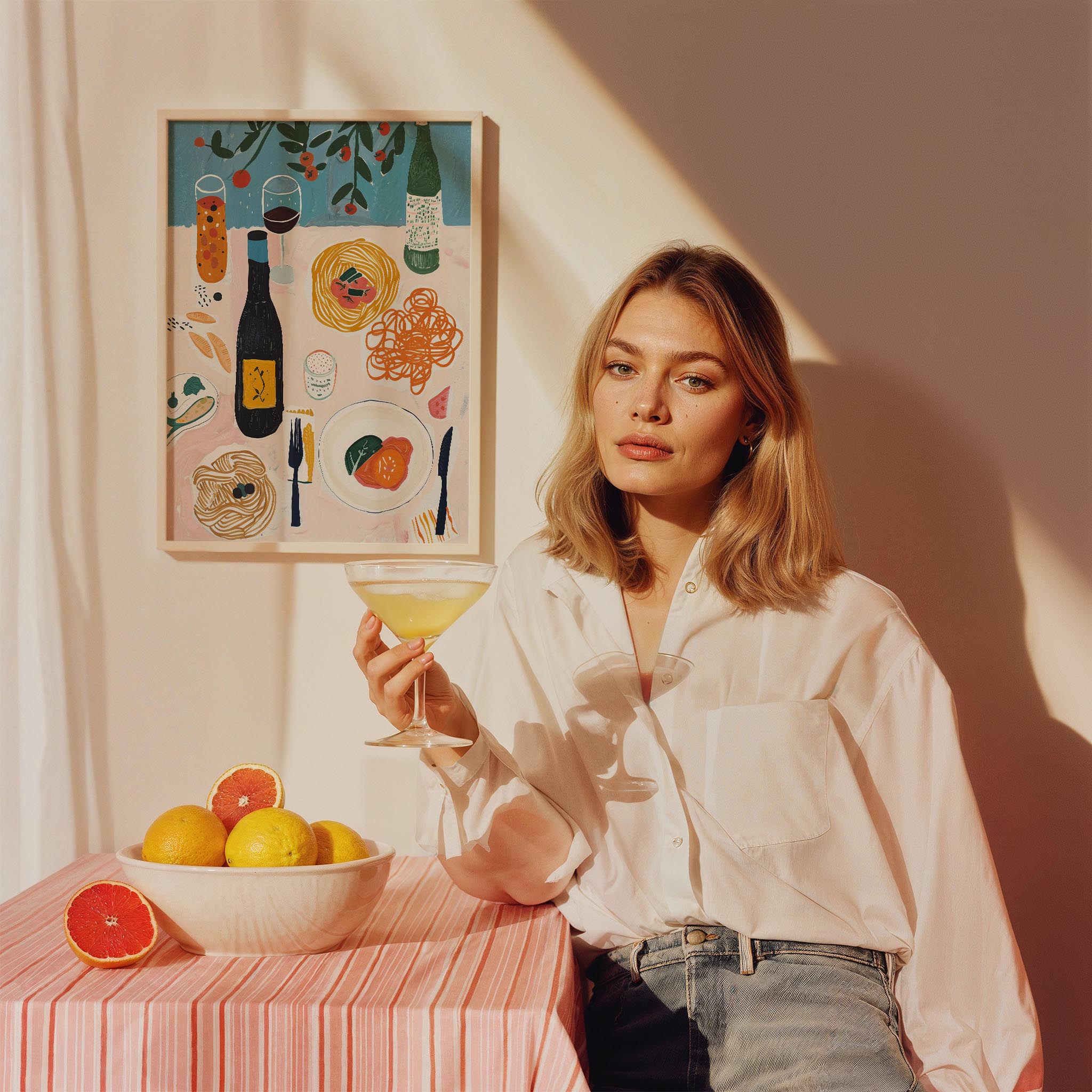 İtalyan Yemek Sofrası Akdeniz İtalyan Koleksiyonu Mutfak Duvar Tablosu II