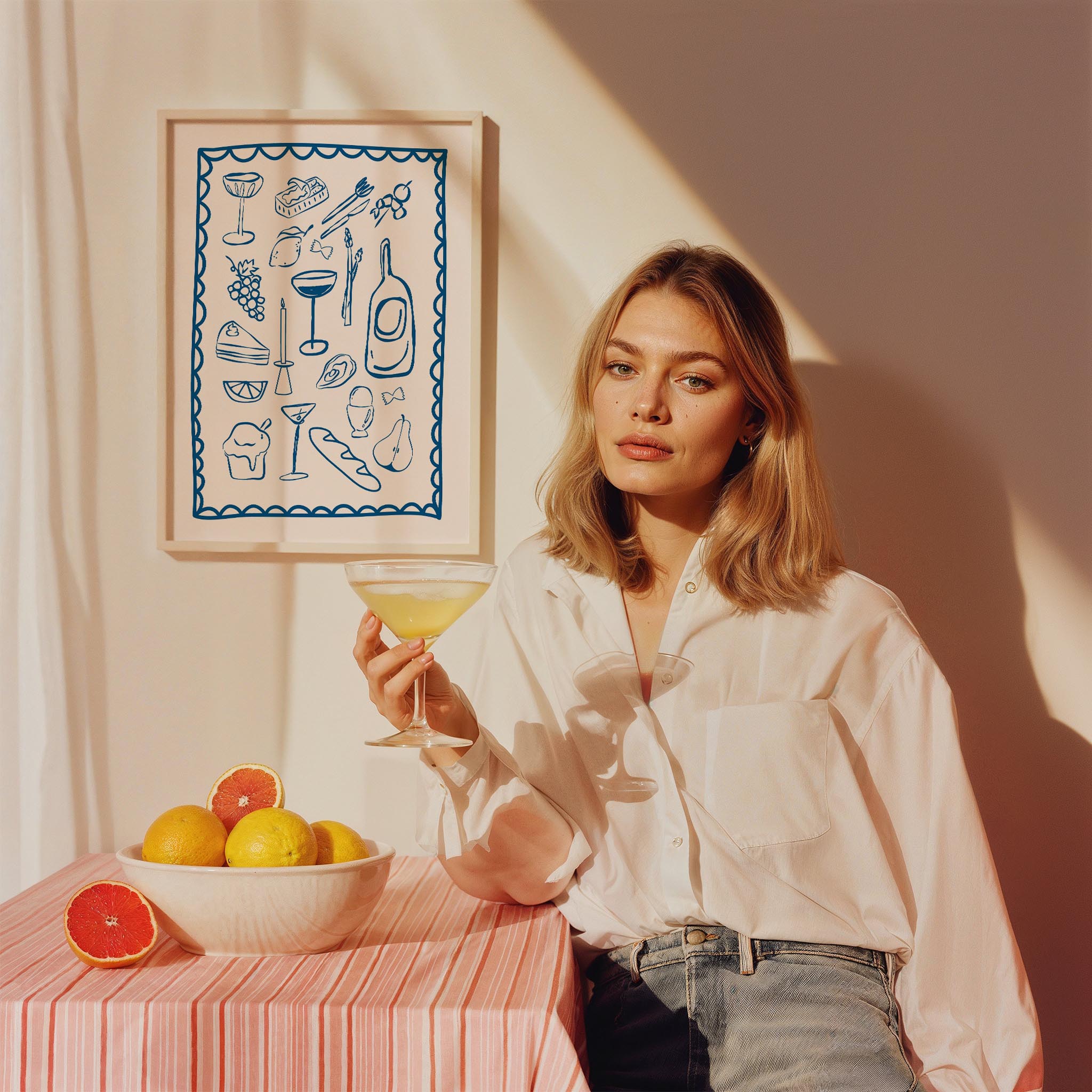 Şarap Sofrası Akdeniz İtalya Koleksiyonu Mutfak Duvar Tablosu