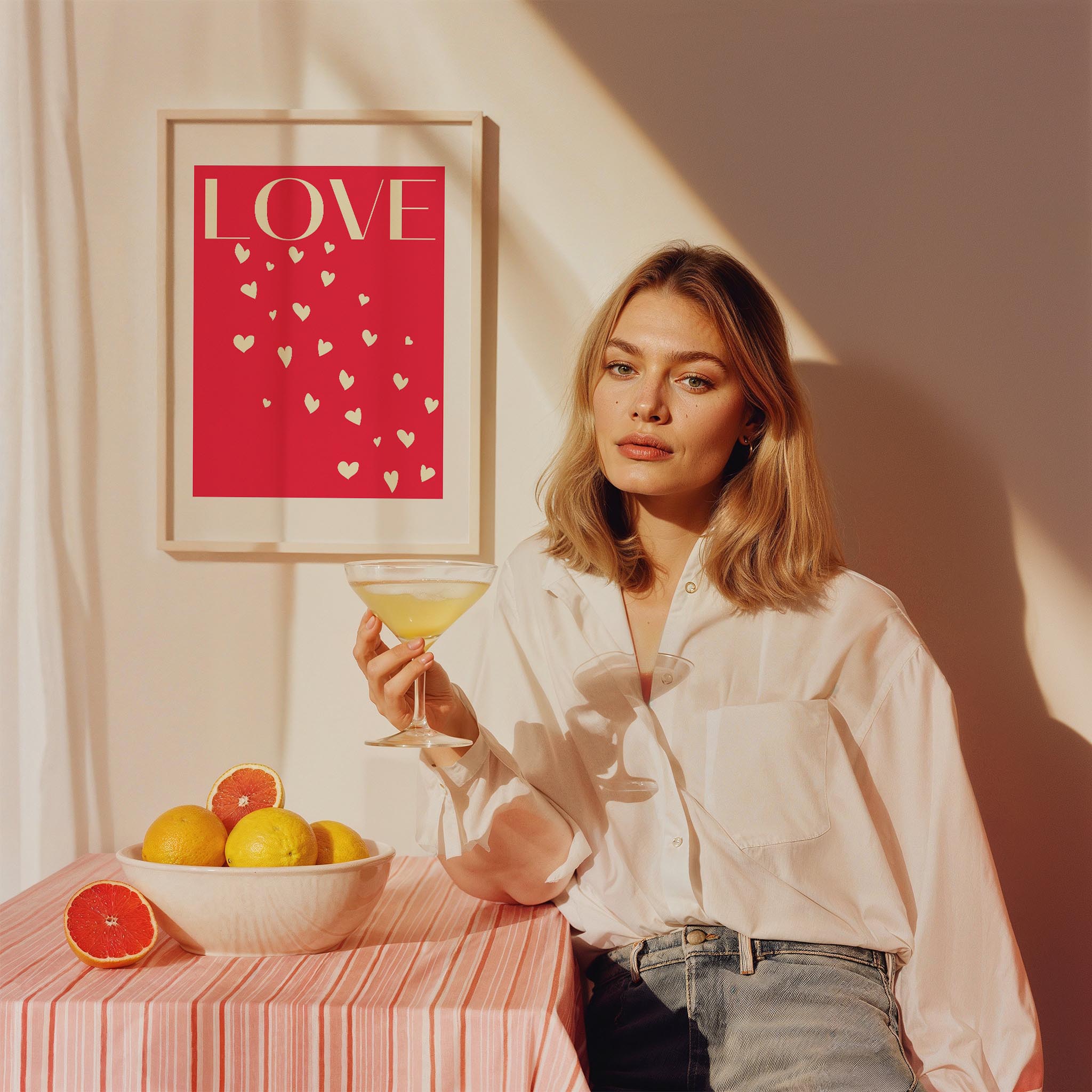 Love Pembe Tipografi Mutfak Duvar Tablosu