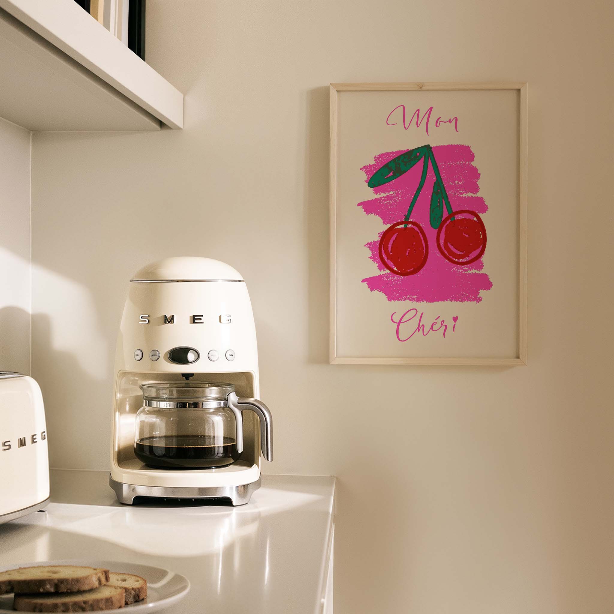 Mon Cheri Minimal İllüstrasyon Mutfak Duvar Tablosu