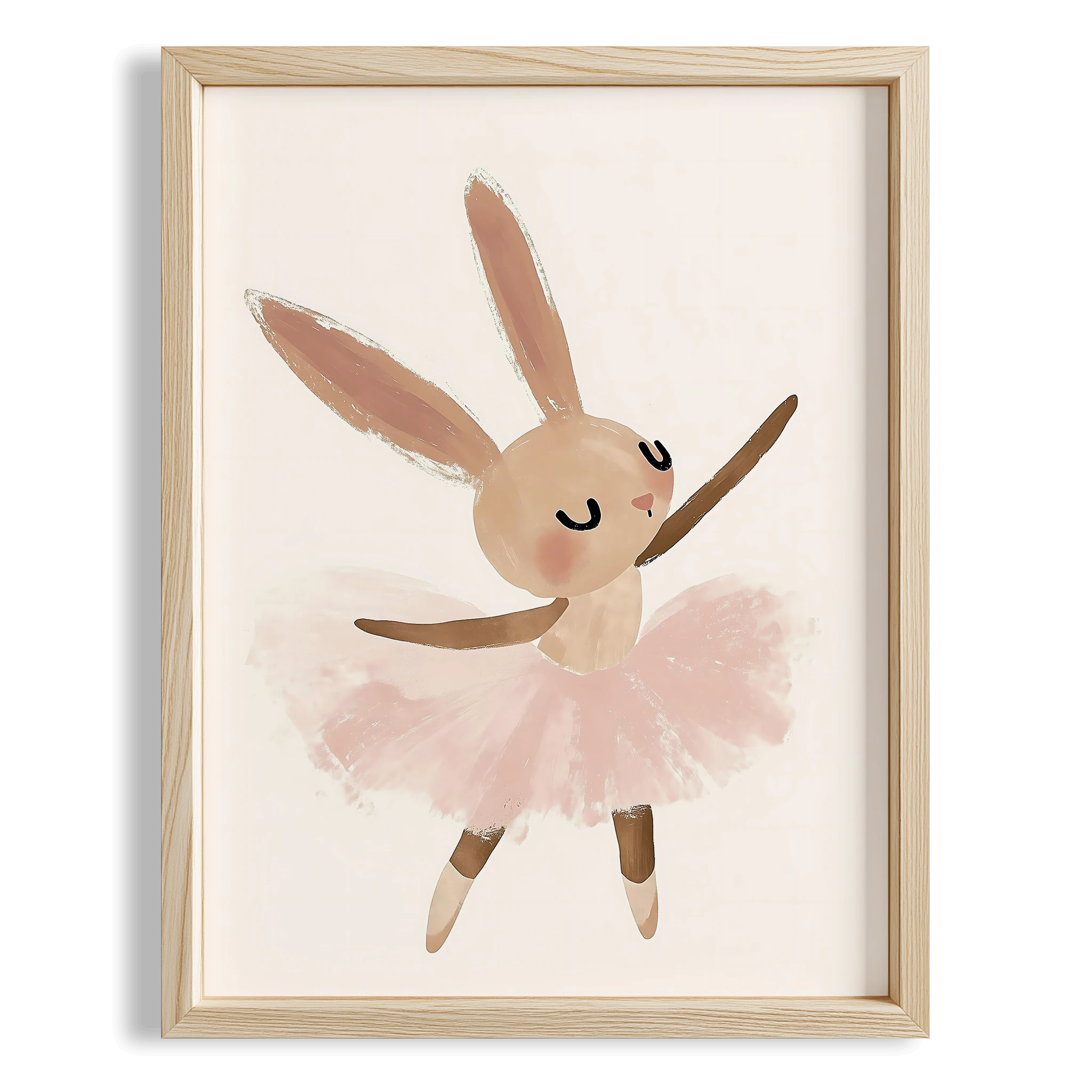 Pembe Tütülü Minik Balerin Tavşan Kız Çocuk Odası Ahşap Tablo