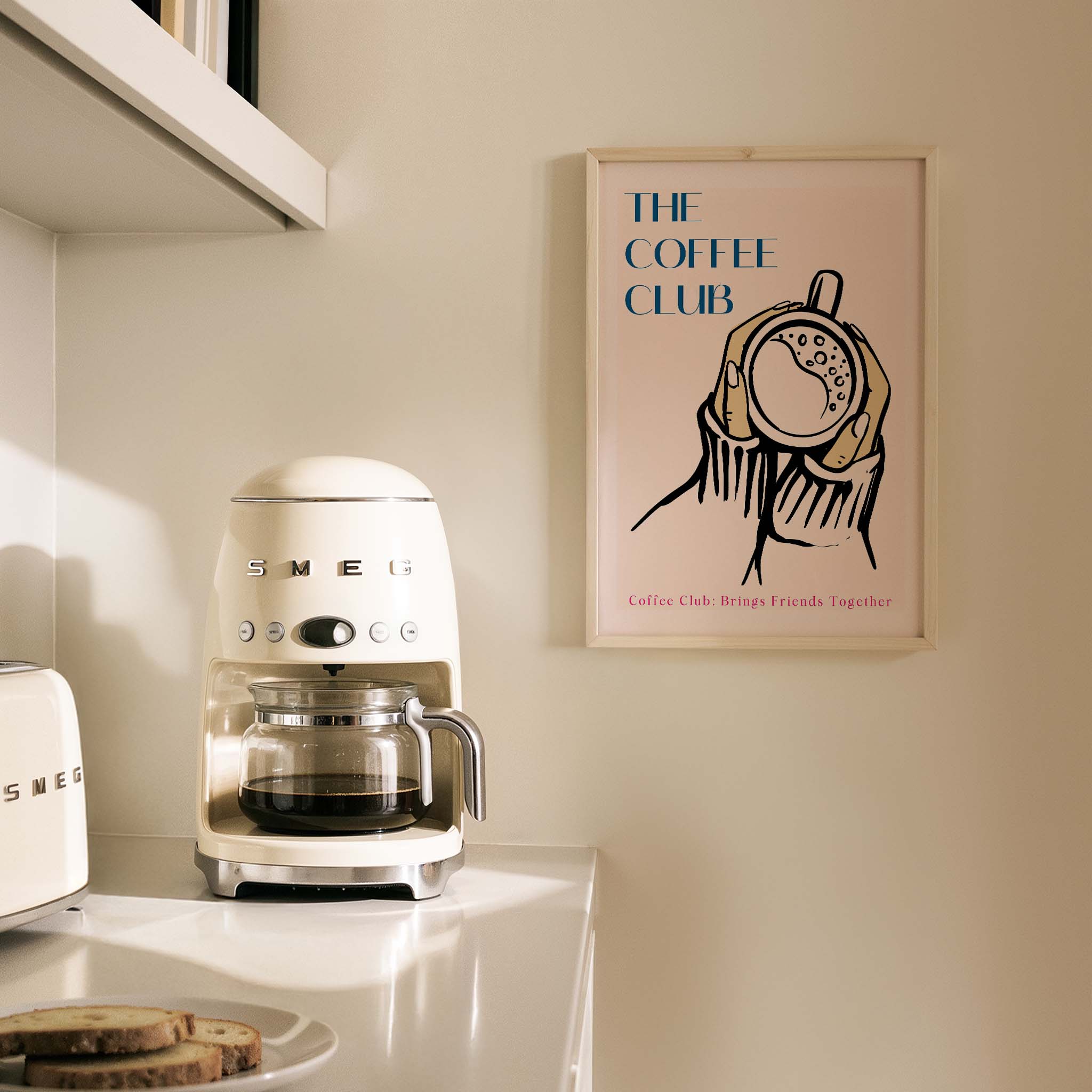 Kahve Kulübü Tipografi Mutfak Duvar Tablosu