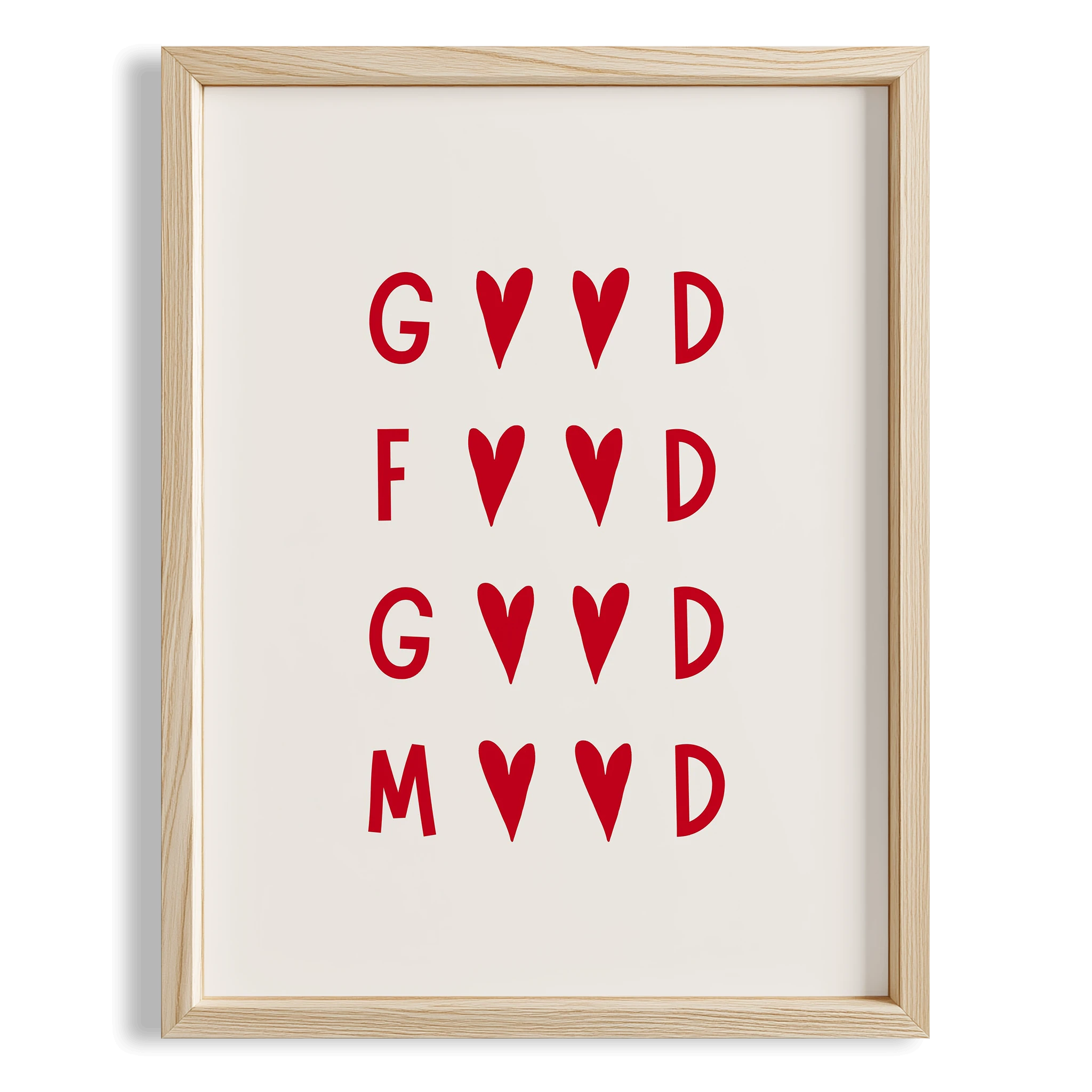 Good Food Good Mood Minimal Kırmızı Tipografi Mutfak Duvar Tablosu