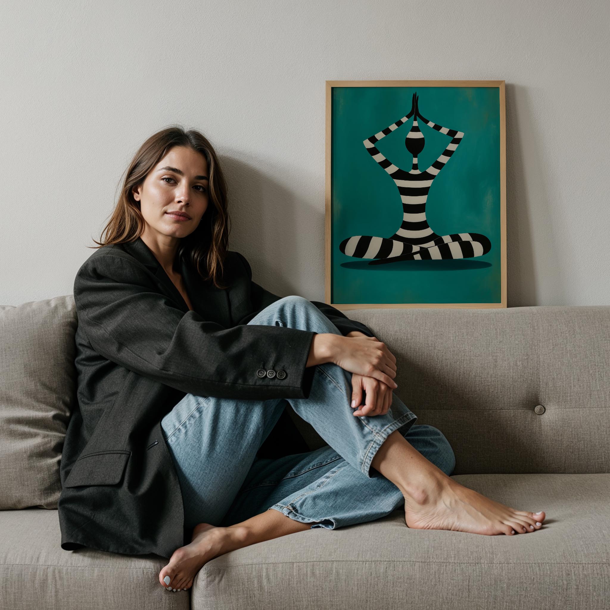 Yogacı Soyut Portre - Çizgili