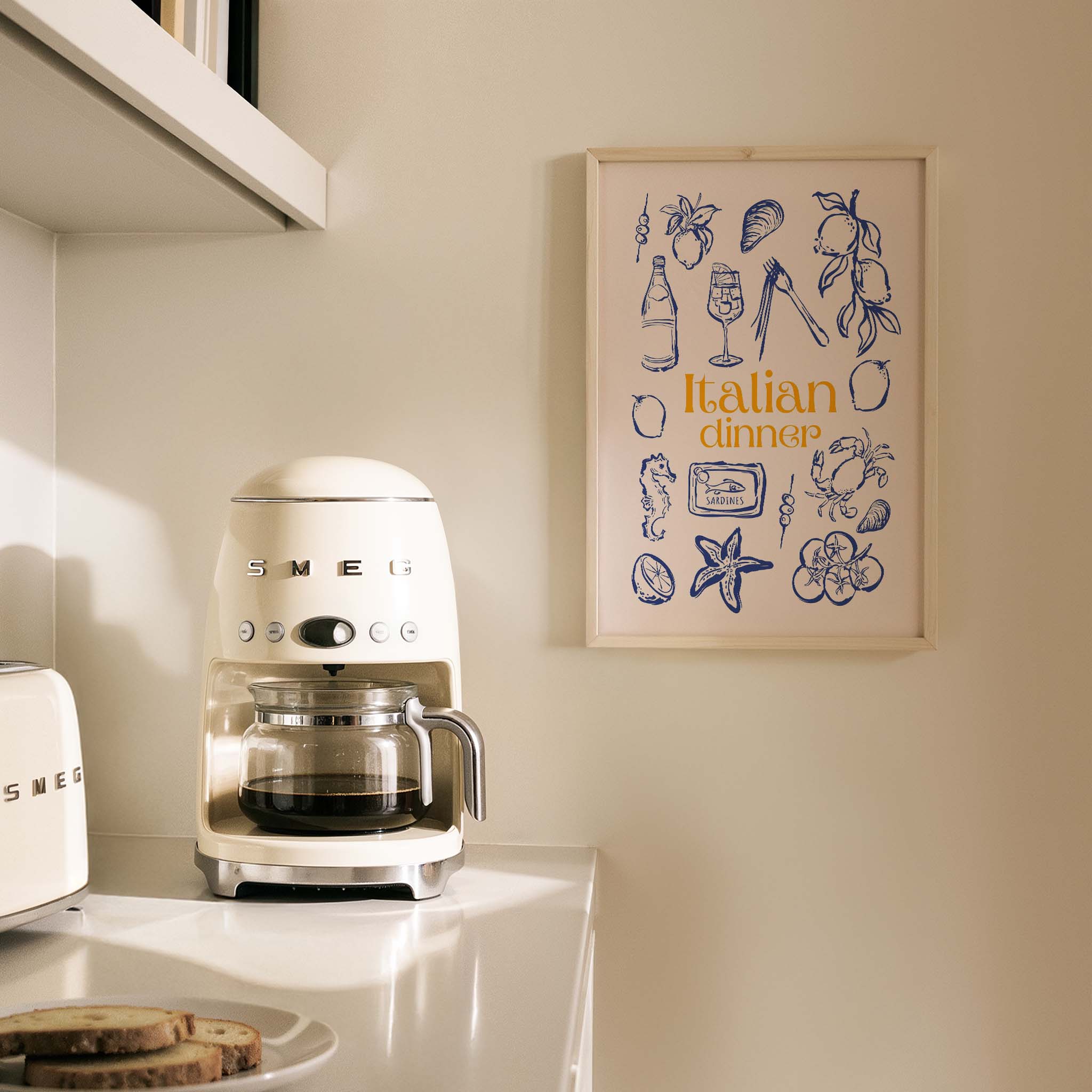 Italian Dinner Akdeniz İtalya Koleksiyonu Mutfak Duvar Tablosu II