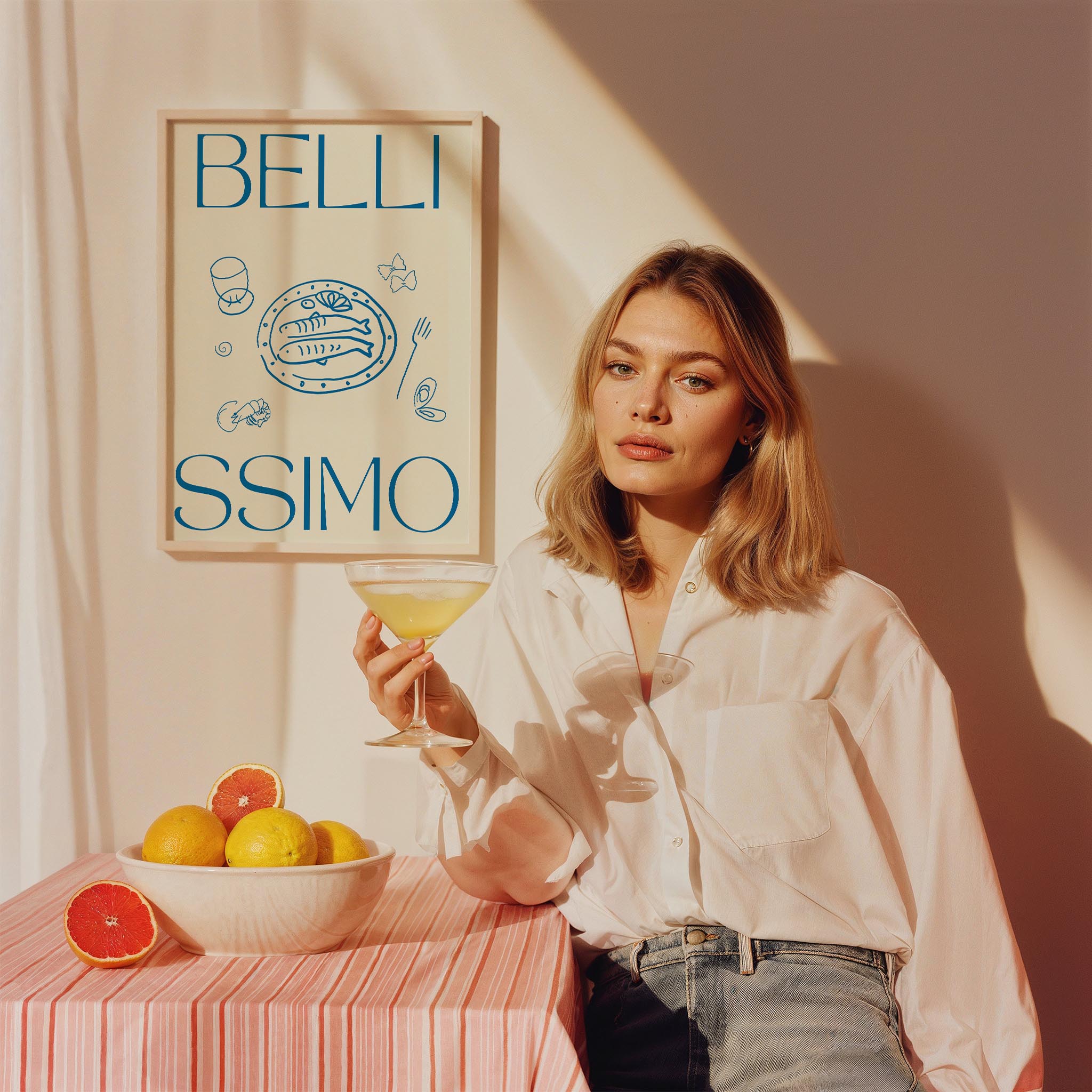 Bellissimo İtalyanca Tipografi Mutfak Duvar Tablosu