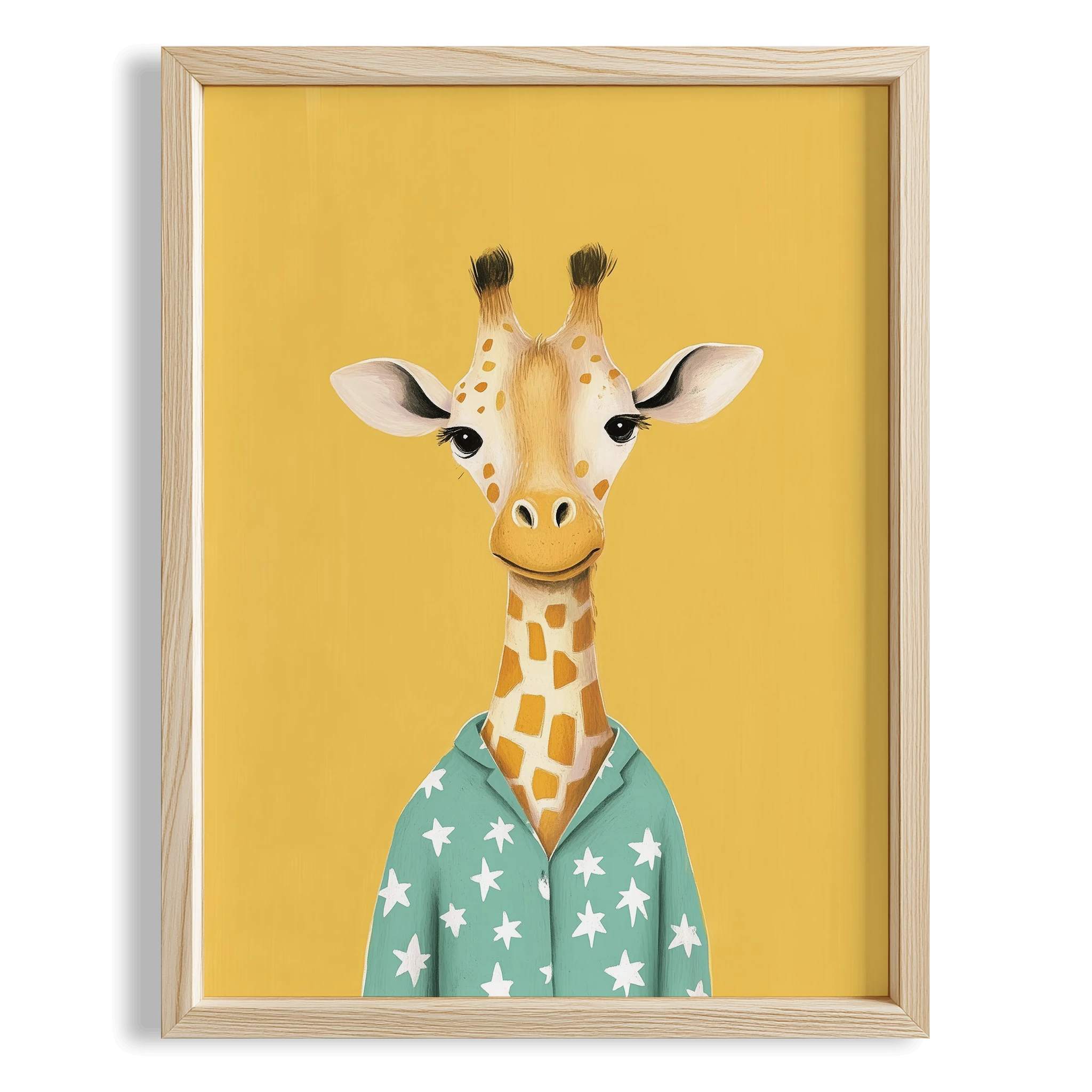 Pijamalı Uykucu Zürafa - Sarı Fon