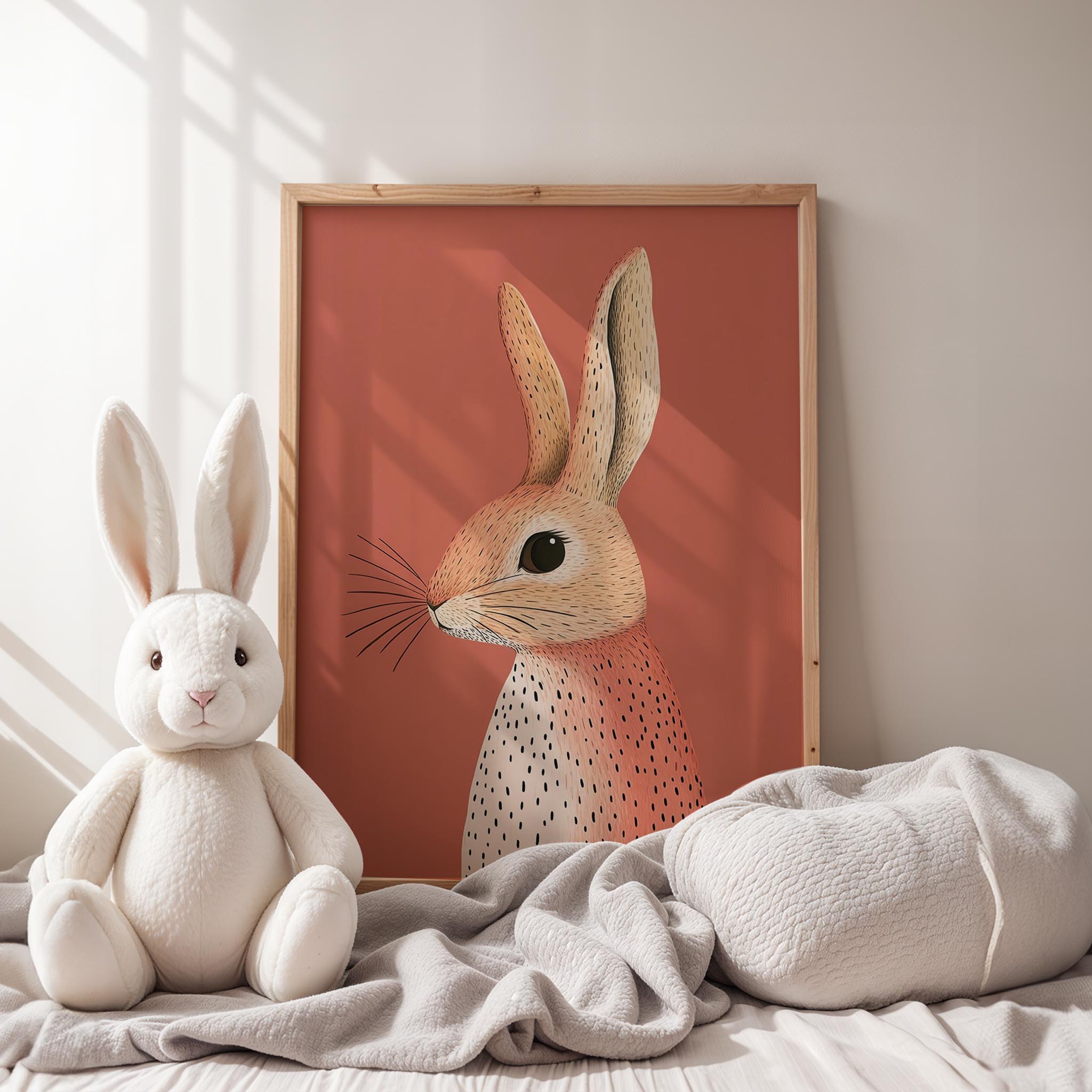 Tavşan Portresi - Kiremit Fon