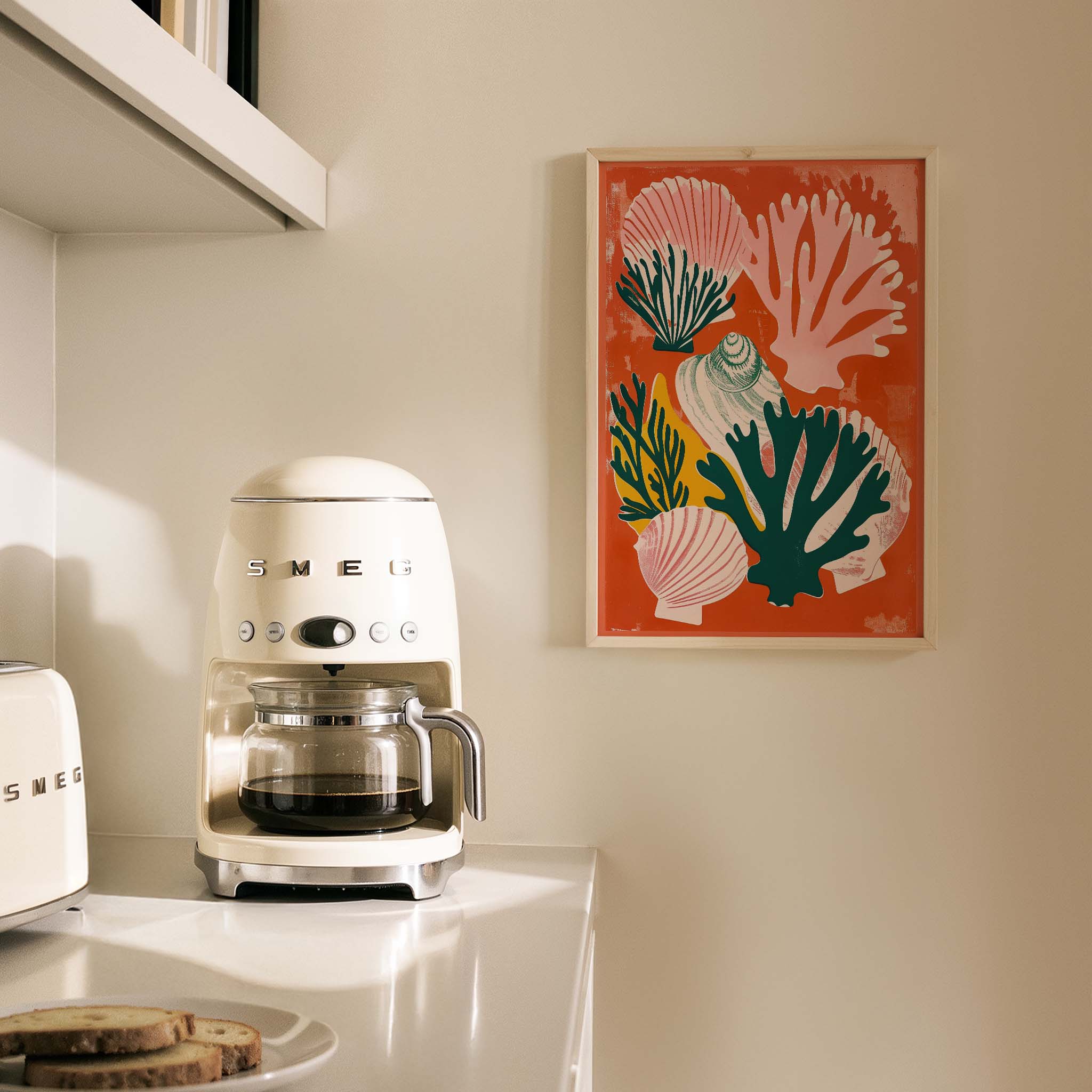 Mercanlar ve Deniz Kabukları Coastal Stili - Duvar Tablosu