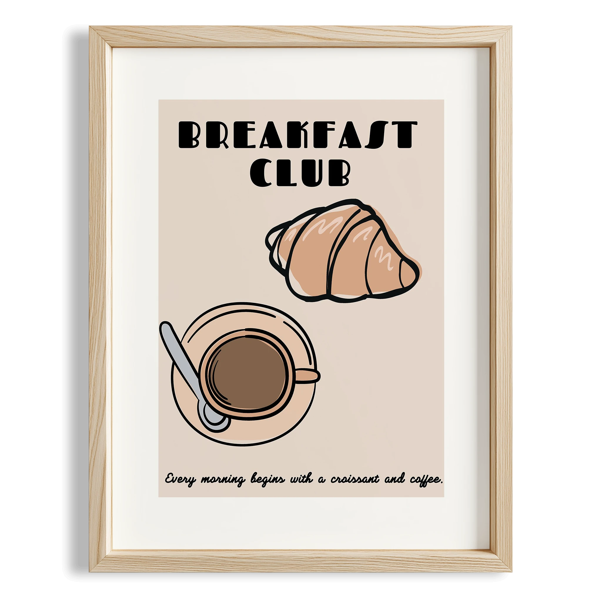 Breakfast Club Croissant Kahve Mutfak Duvar Tablosu