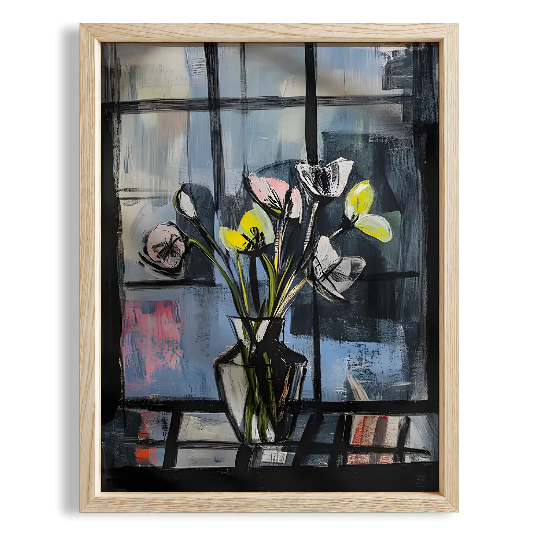 Pencere Önünde Çiçek I - Mavi Saat