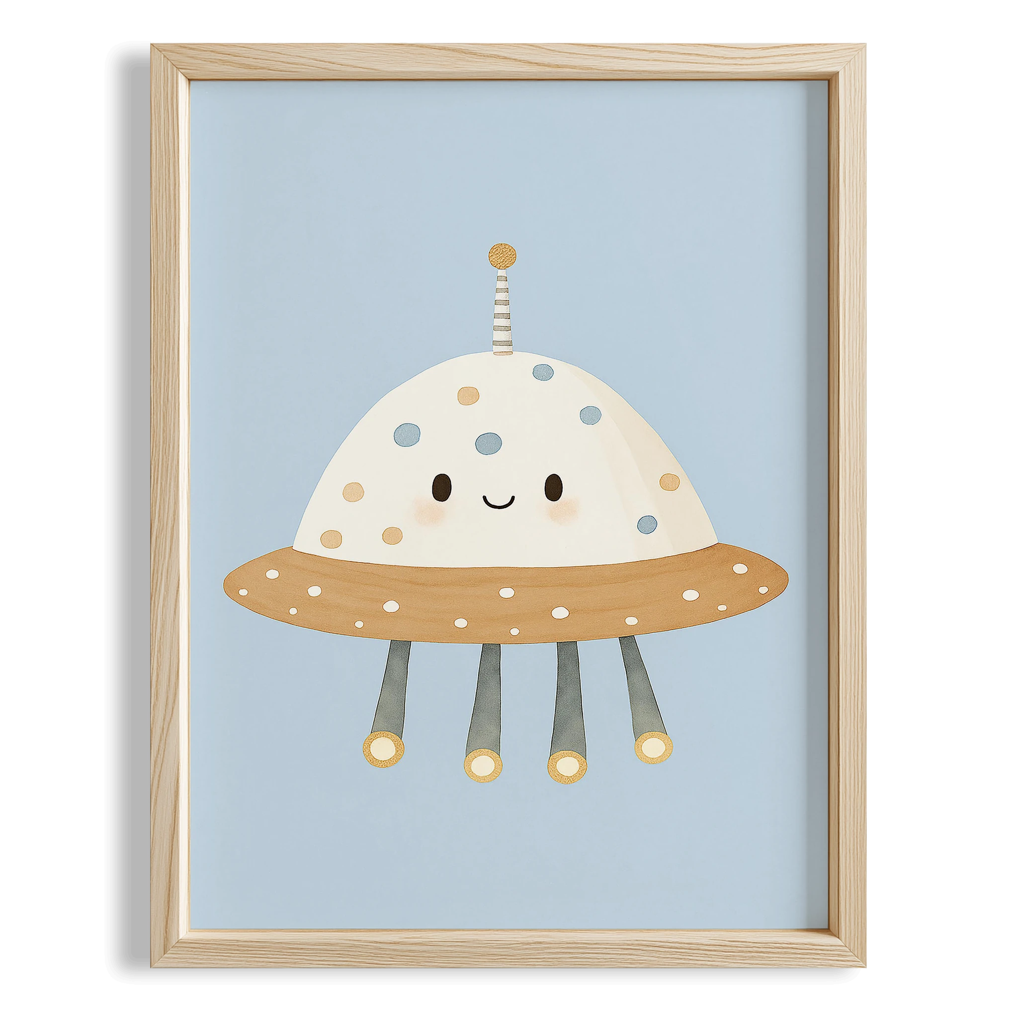 Sevimli Ufo Uzay Temalı Çocuk Odası Ahşap Tablo II