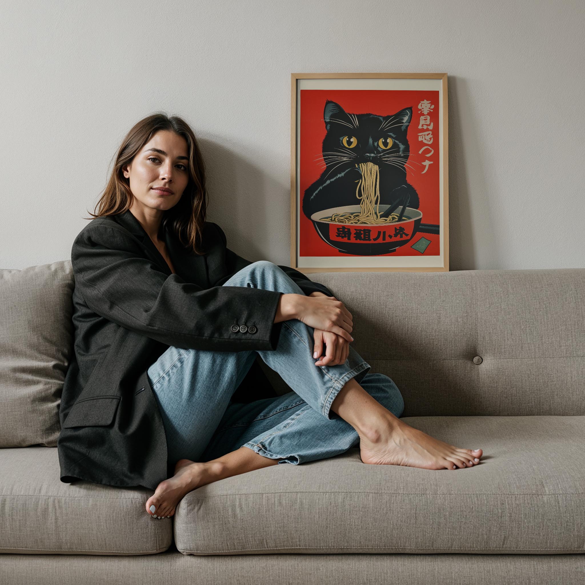 Ramen Yiyen Siyah Kedi