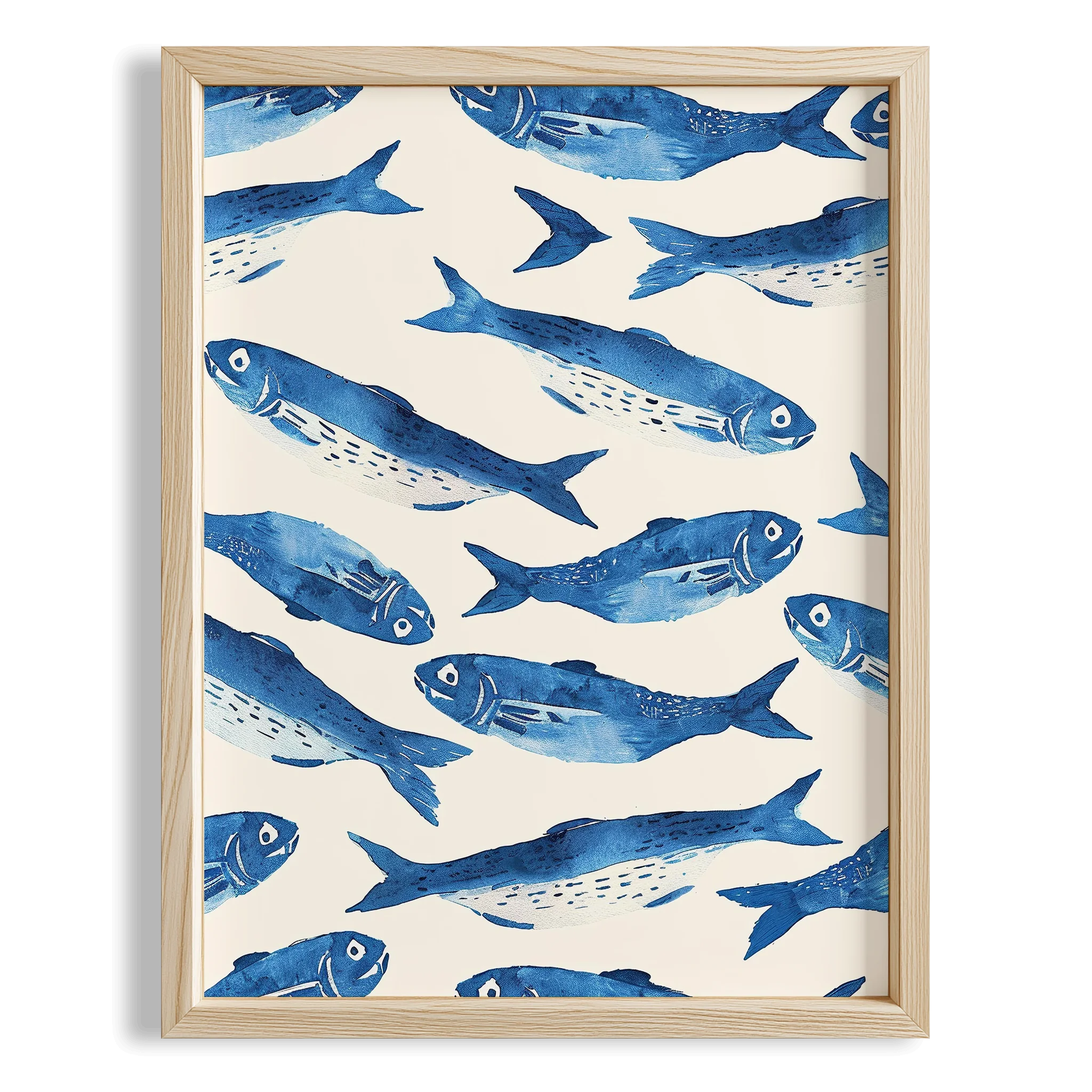 Mavi Sardalyalar Coastal Stil Mutfak Duvar Tablosu