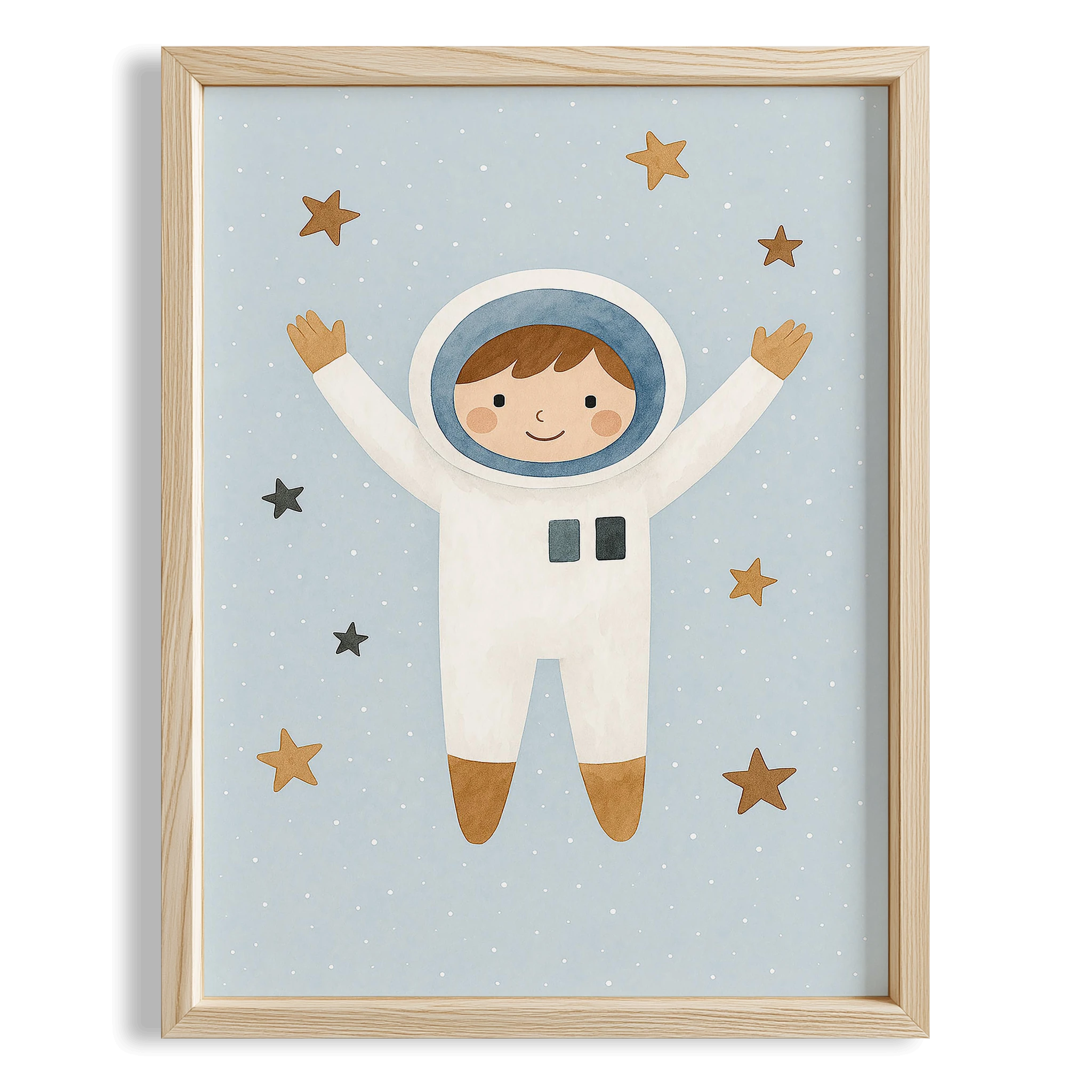Astronot Çocuk Uzay Temalı Erkek Çocuk Odası Ahşap Tablo