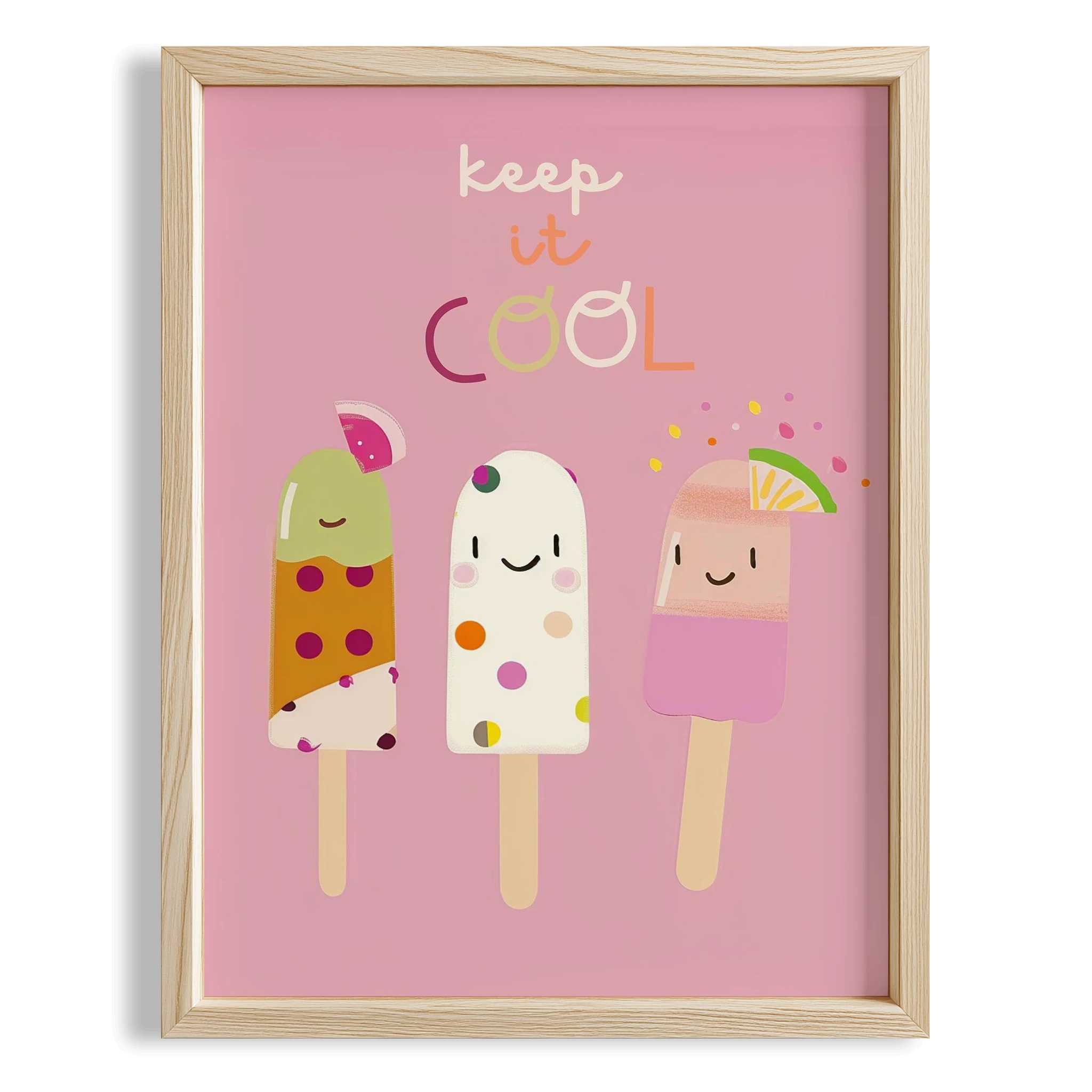 Cool Dondurmalar - Kız Çocuk Odası Dekorasyonu Ahşap Çerçeveli Duvar Tablosu