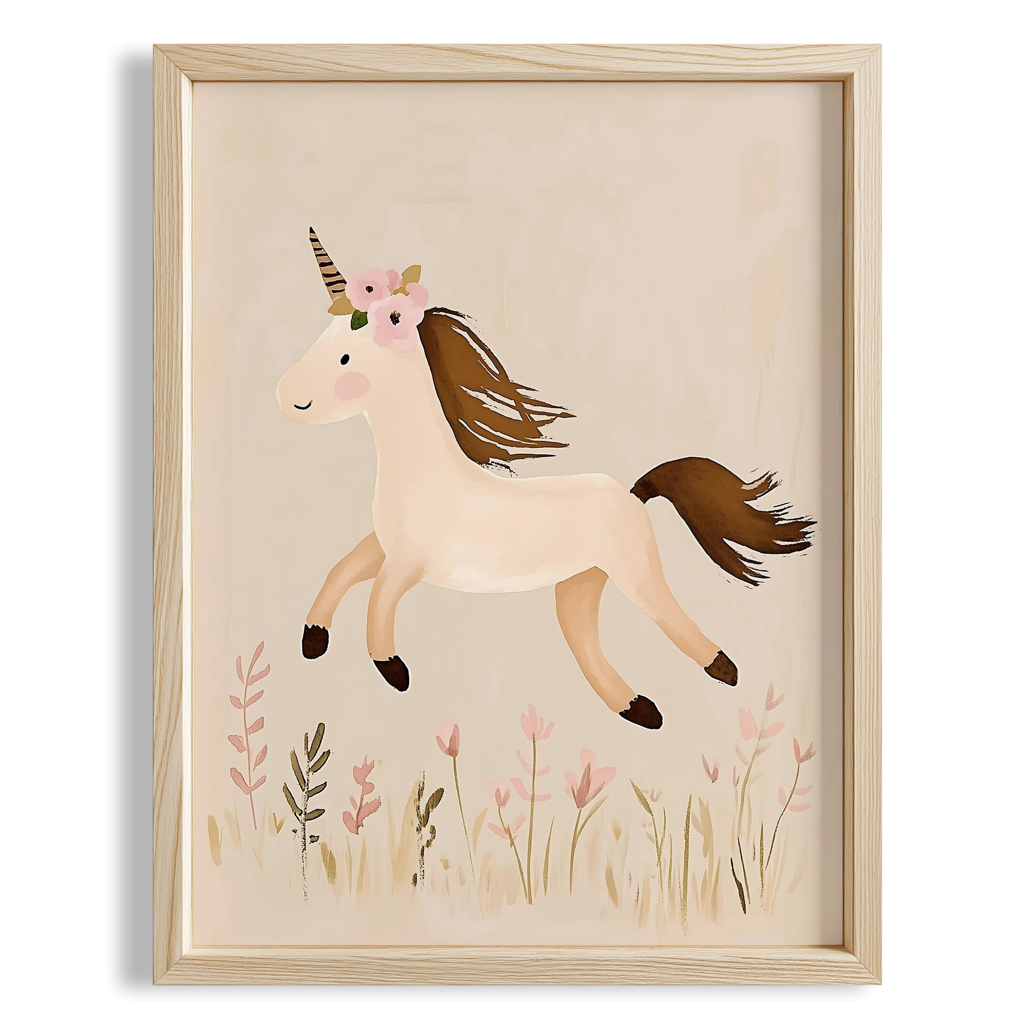 Bohem Koşan Unicorn Kız Çocuk Odası Ahşap Tablo