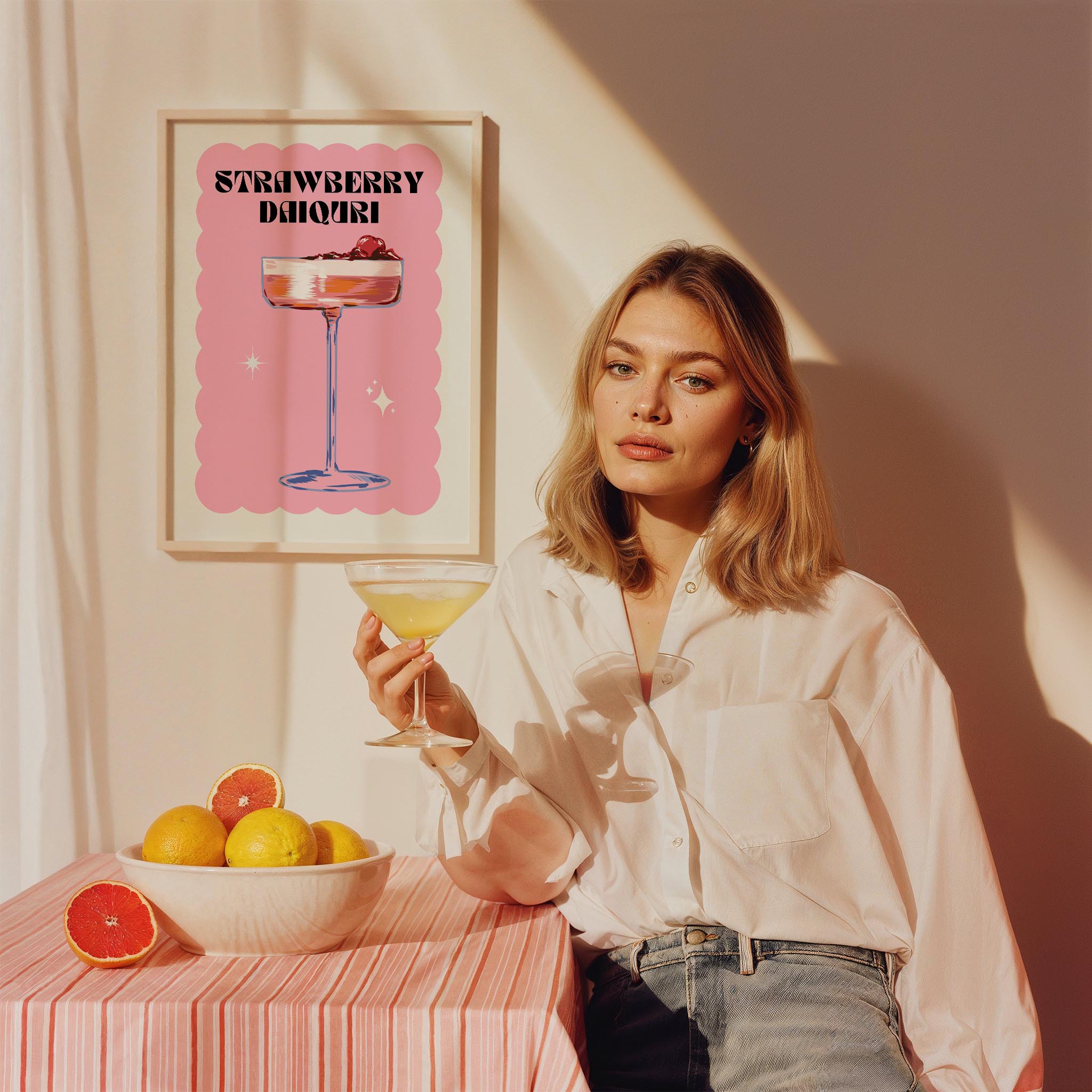 Çilekli Daiquri Kokteyller Mutfak Duvar Tablosu