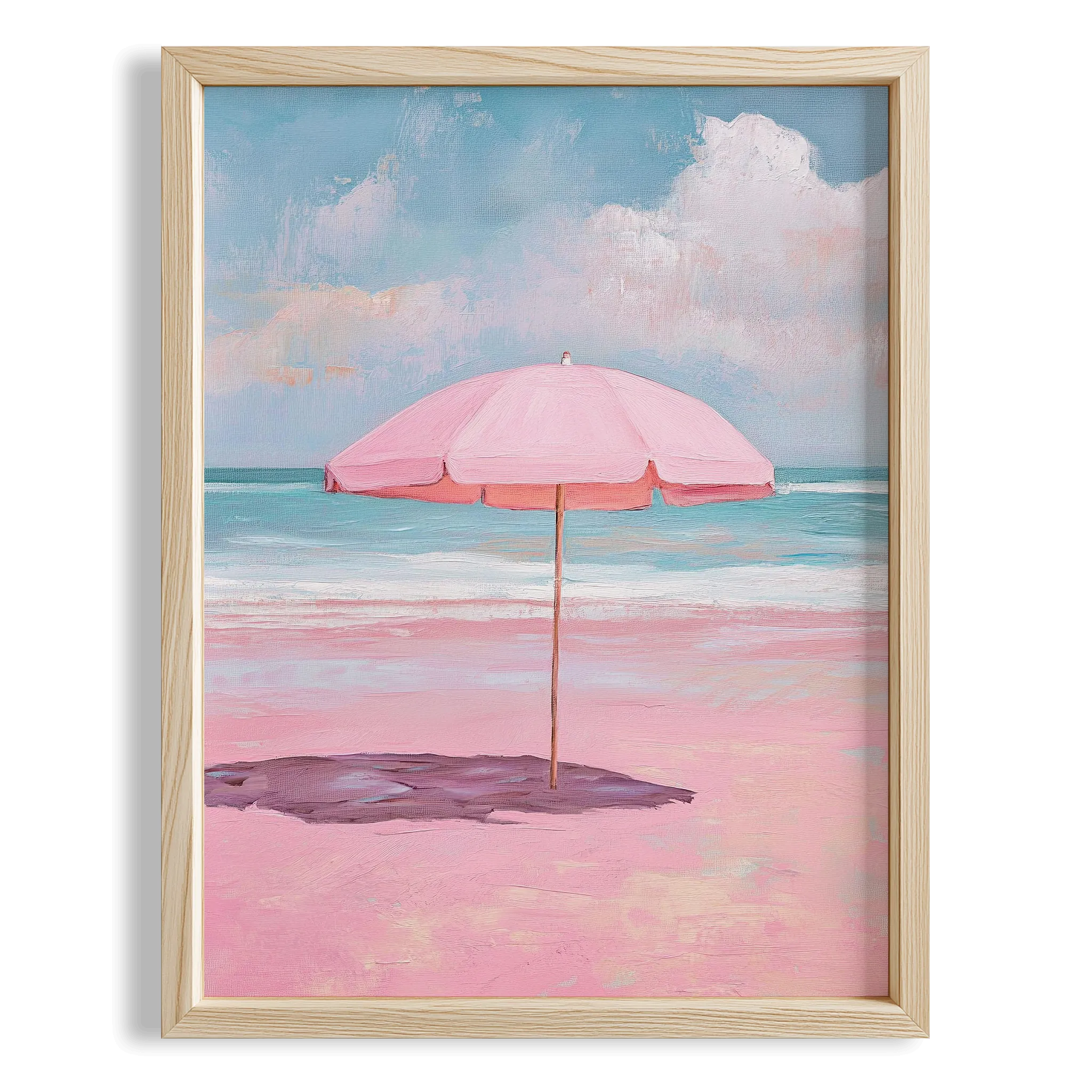 Pembe Sahil Şemsiyesi Maximalist - Duvar Tablosu