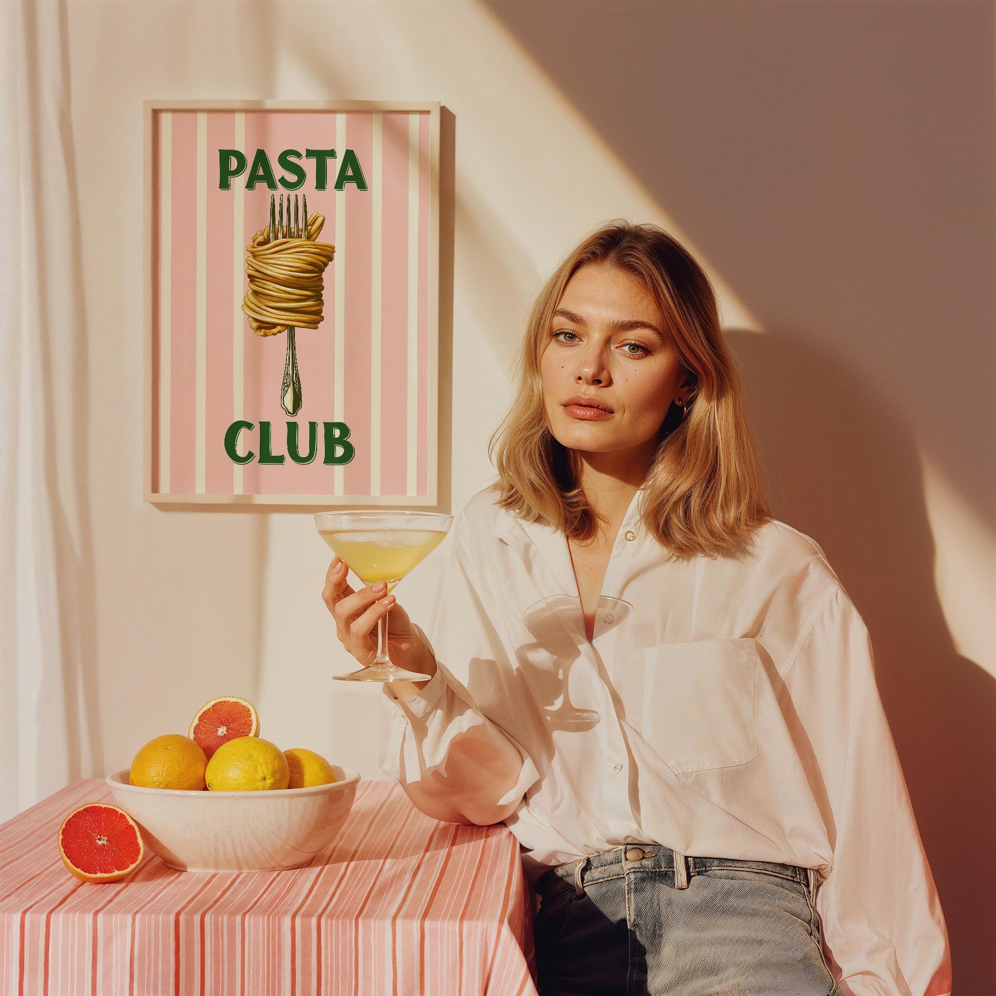 Pasta Club İtalyanca Tipografi Mutfak Duvar Tablosu