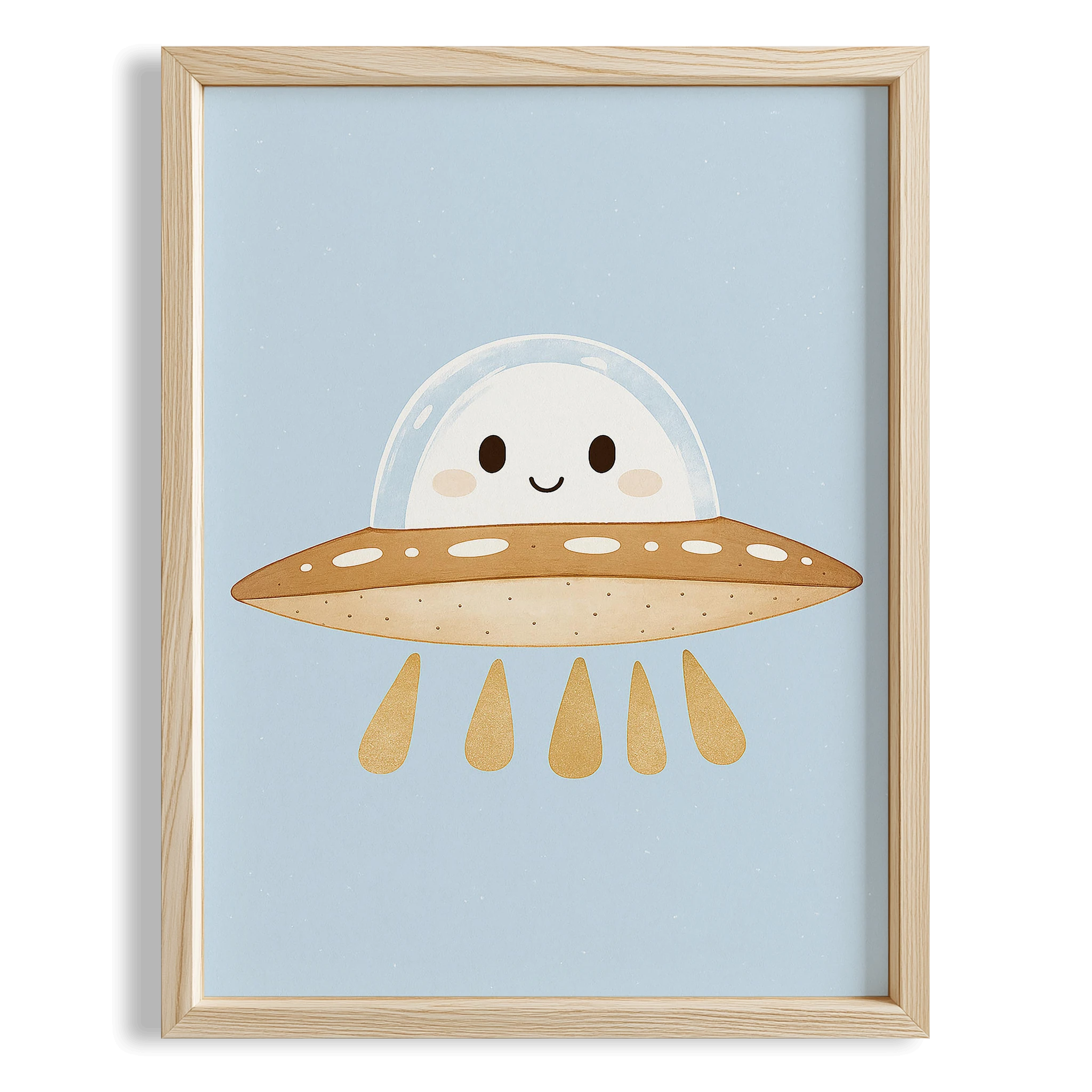 Sevimli Ufo Uzay Temalı Çocuk Odası Ahşap Tablo I