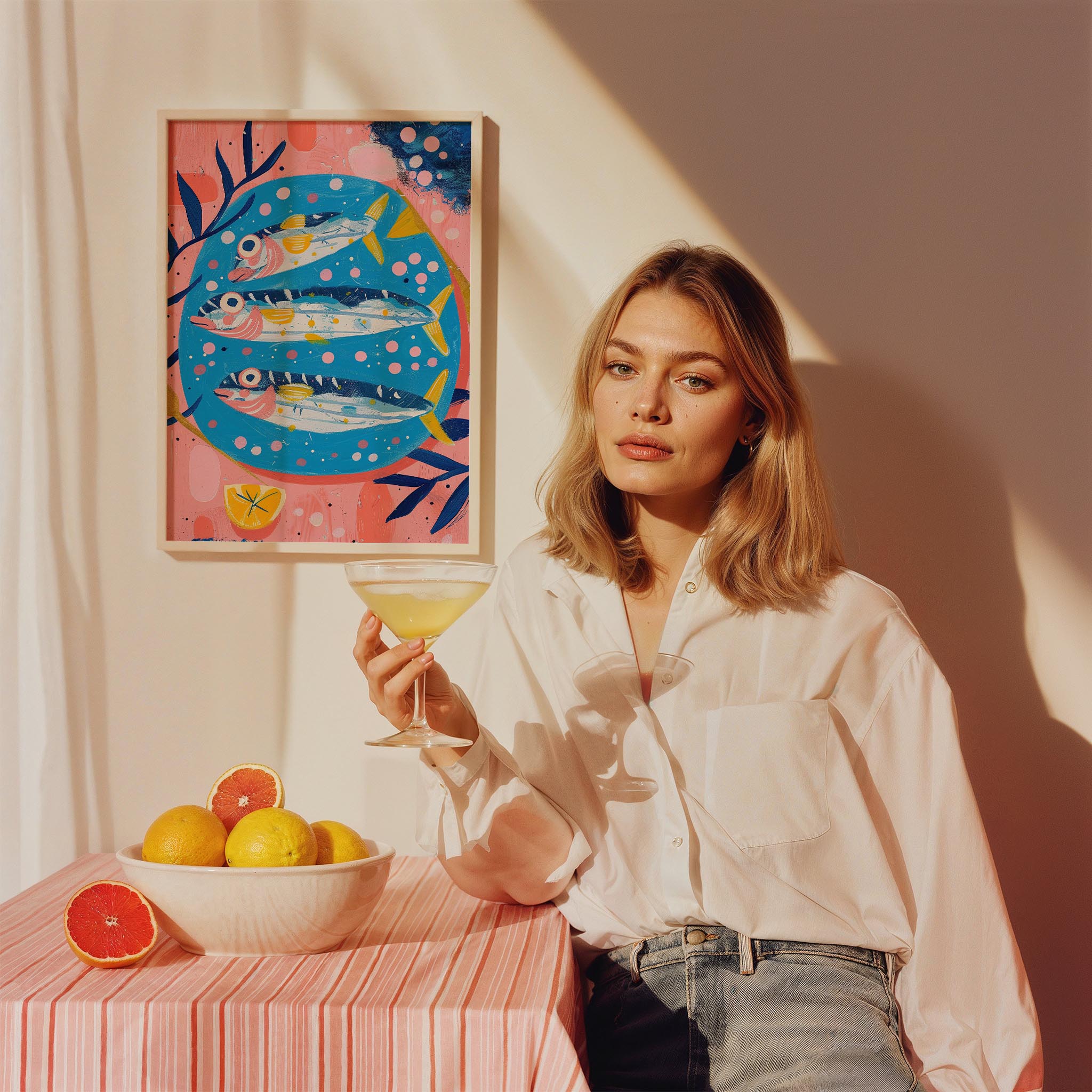 Sardalyalar Coastal Stili Mutfak Duvar Tablosu