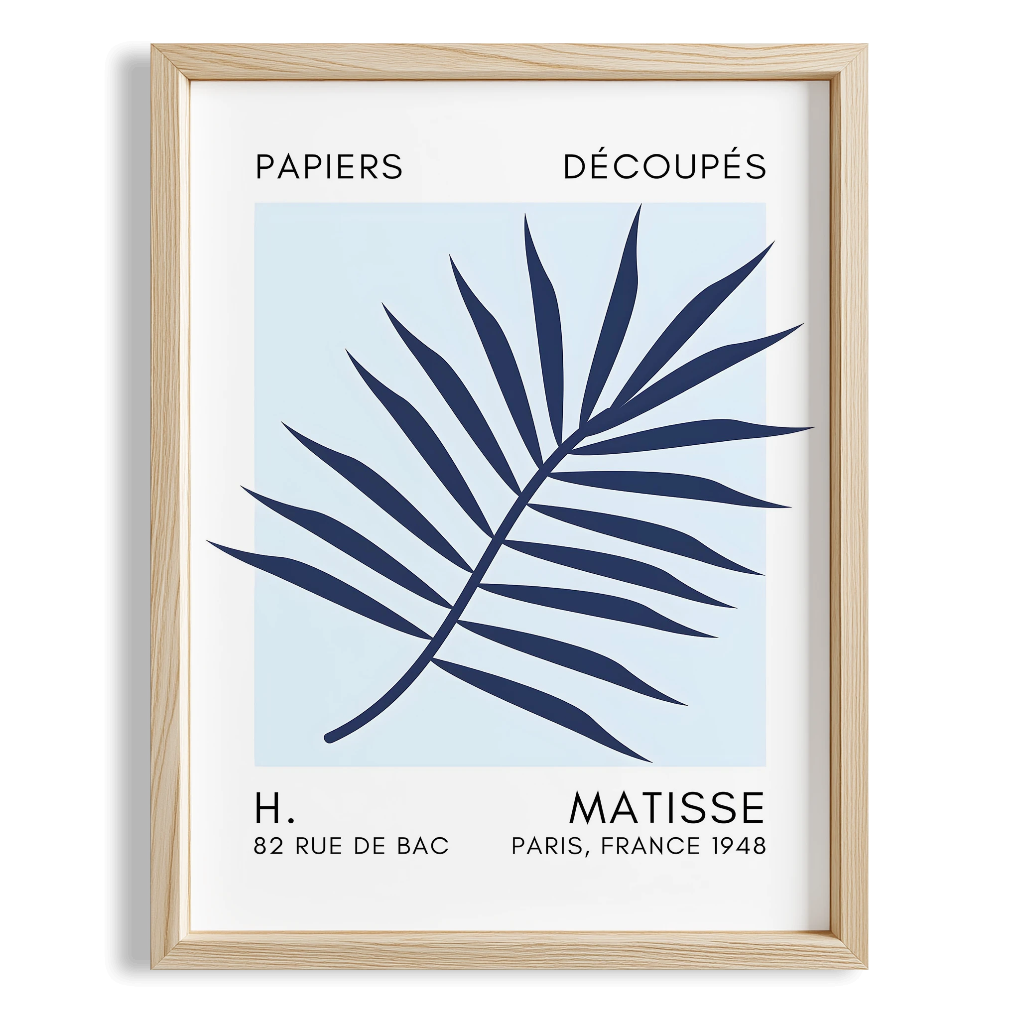 Matisse Kağıt Kesimleri Serisi Mavi Palmiye Yaprağı I Duvar Tablosu