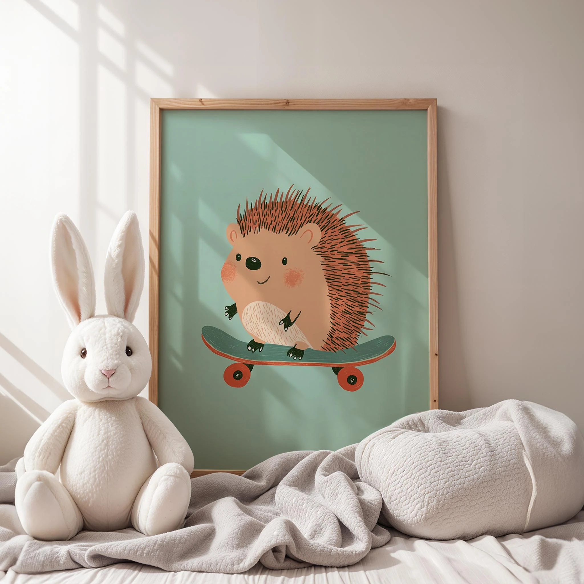 Kaykaycı Cool Kirpi - Mavi Fon