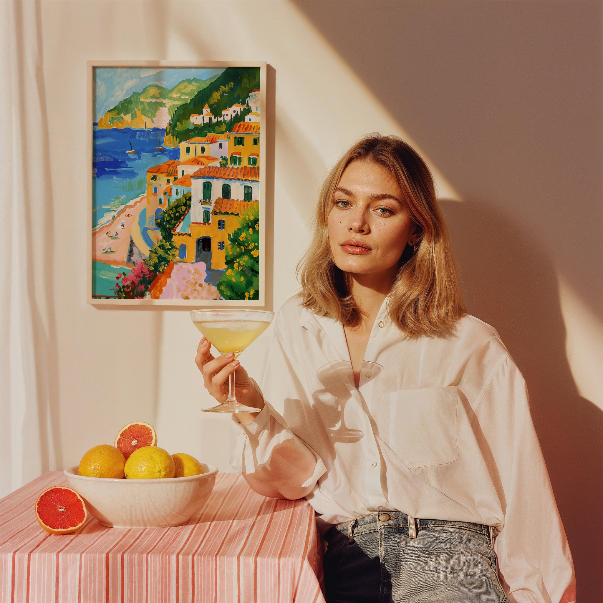 Positano Sahil Kasabası Manzarası İtalya Koleksiyonu Mutfak Duvar Tablosu