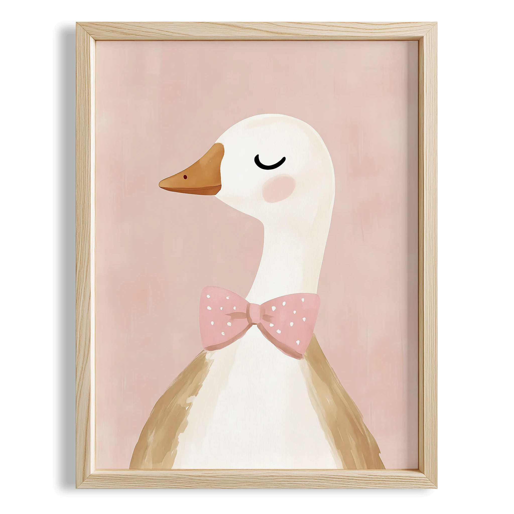 Fiyonklu Gülümseyen Kaz Bohem Kız Çocuk Odası Ahşap Tablo