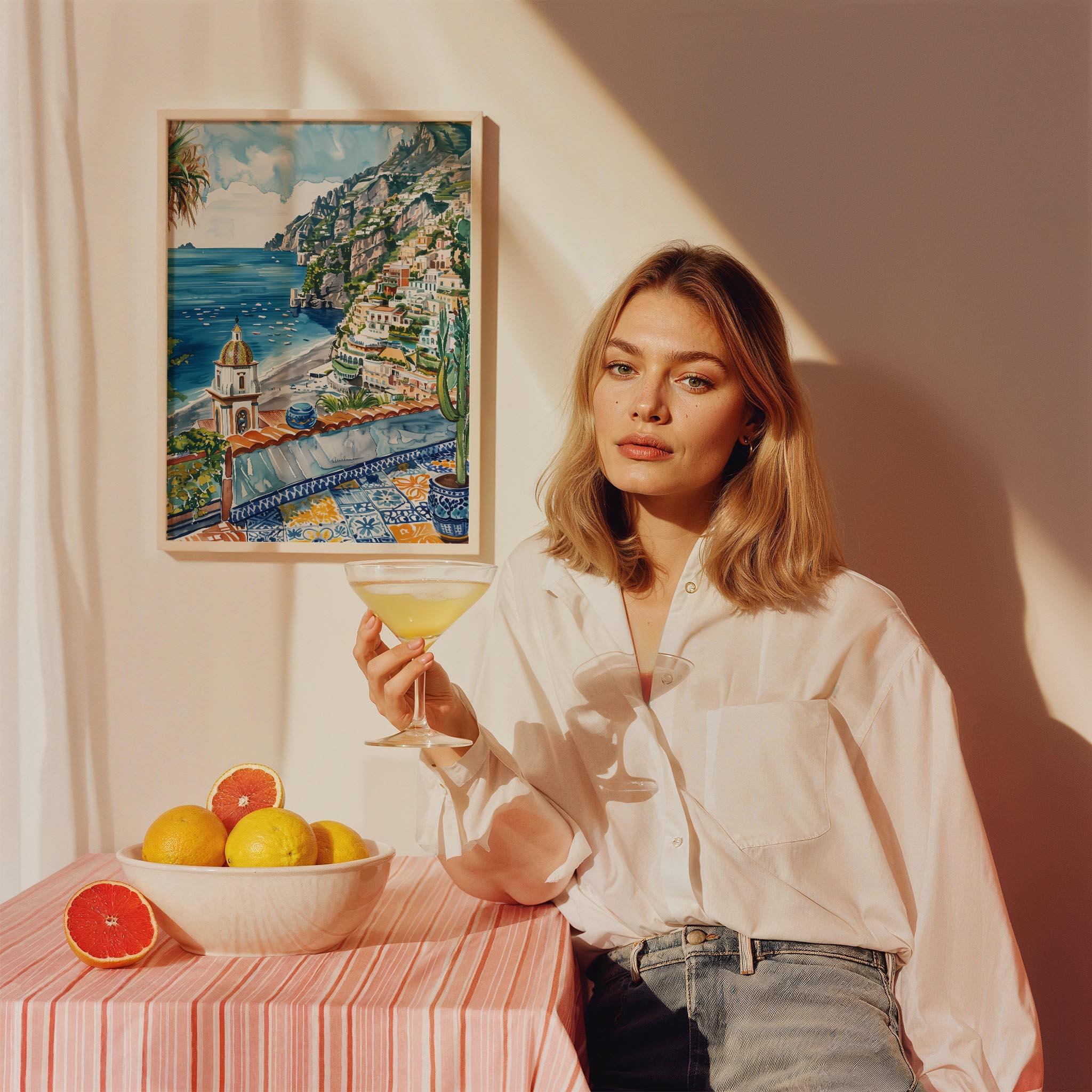 Amalfi Katedrali ve Sahil Akdeniz İtalya Koleksiyonu Mutfak Duvar Tablosu