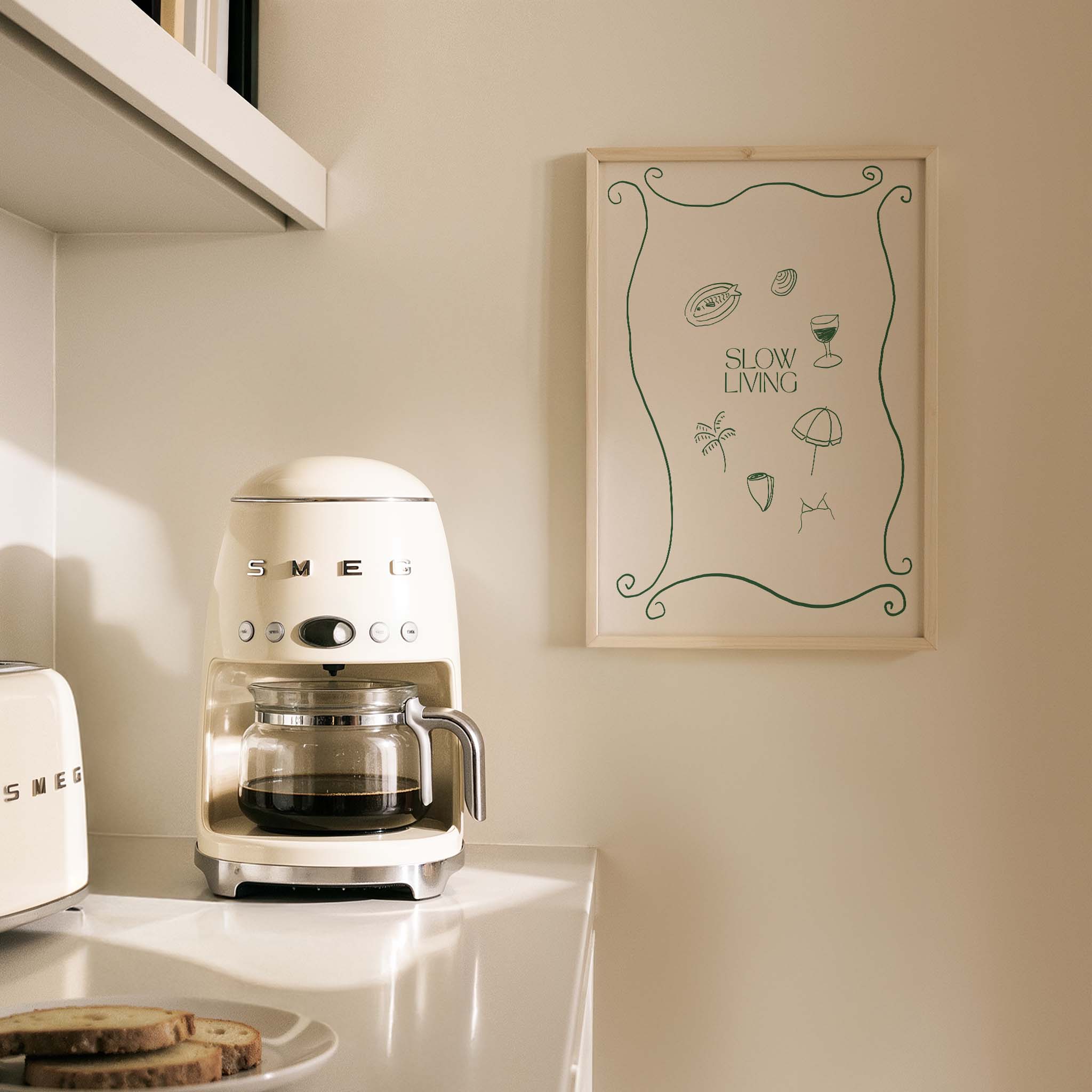 Costiera Slow Living İtalyanca Tipografi Mutfak Duvar Tablosu