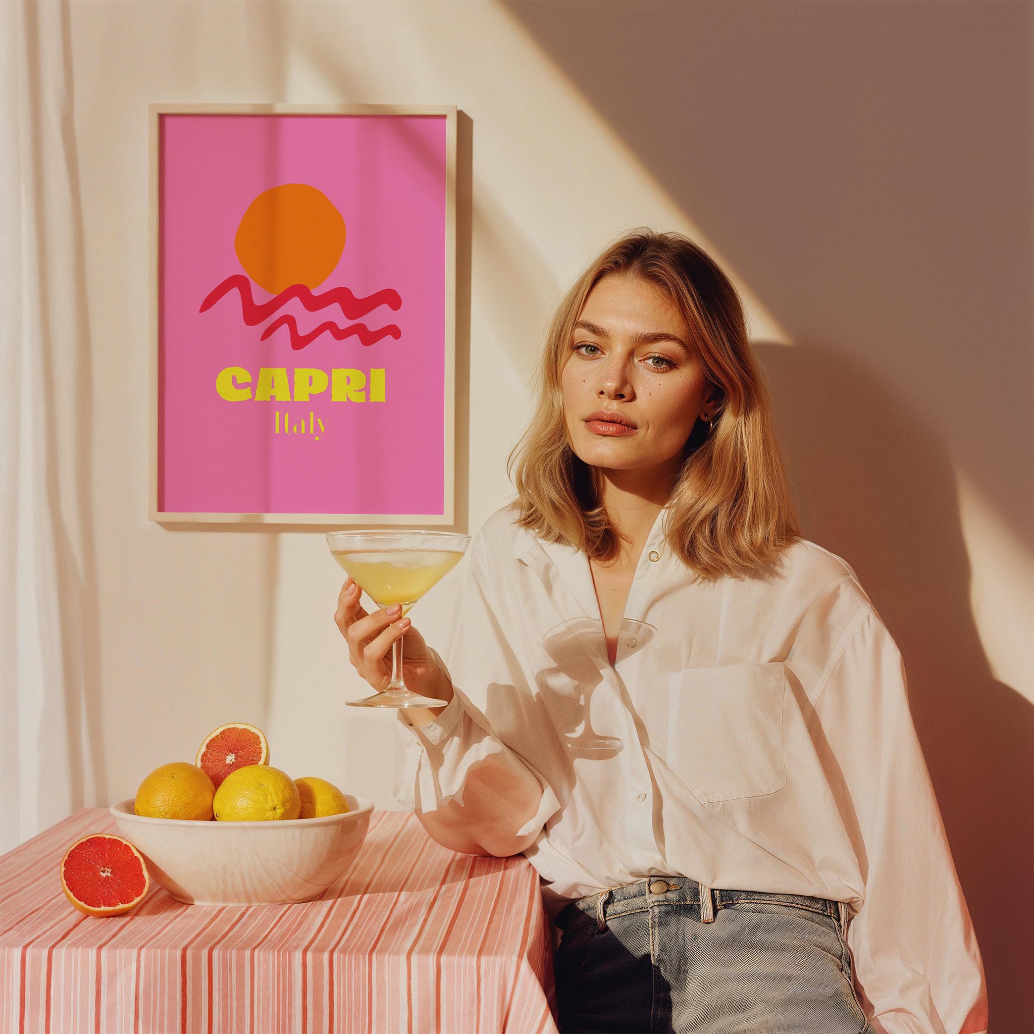 Capri Italy İllüstrasyon İtalya Koleksiyonu Mutfak Duvar Tablosu