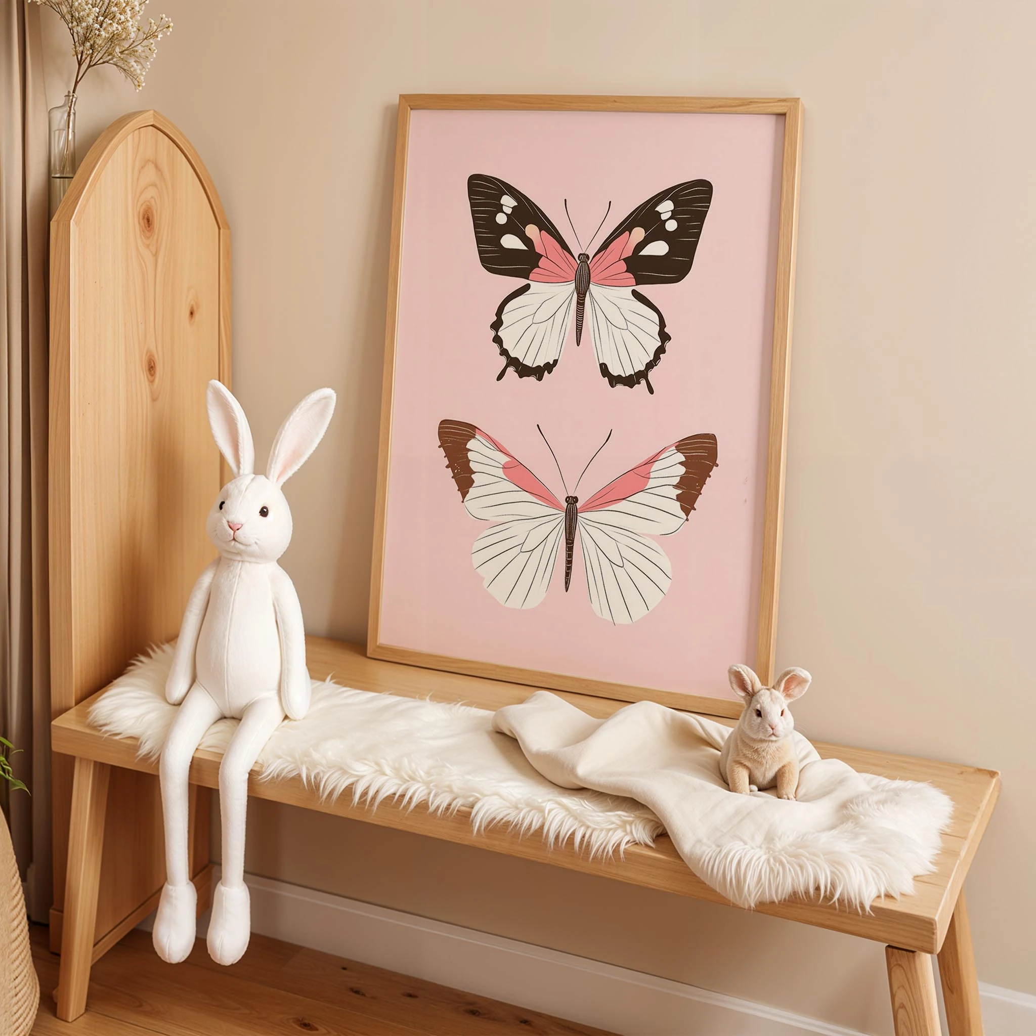 Kelebekler - Pembe Fon