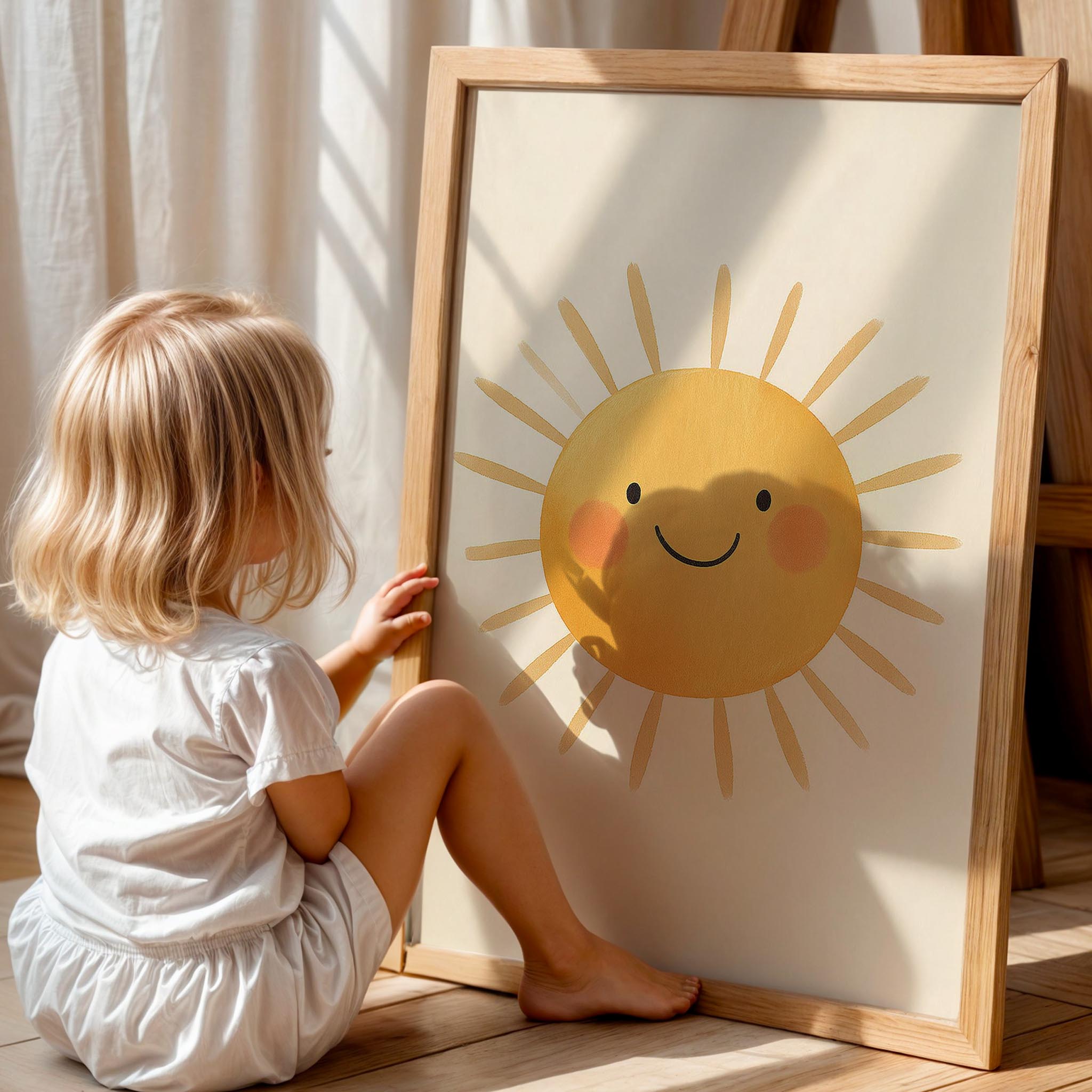 Sevimli Güneş Çocuk Odası Ahşap Tablo