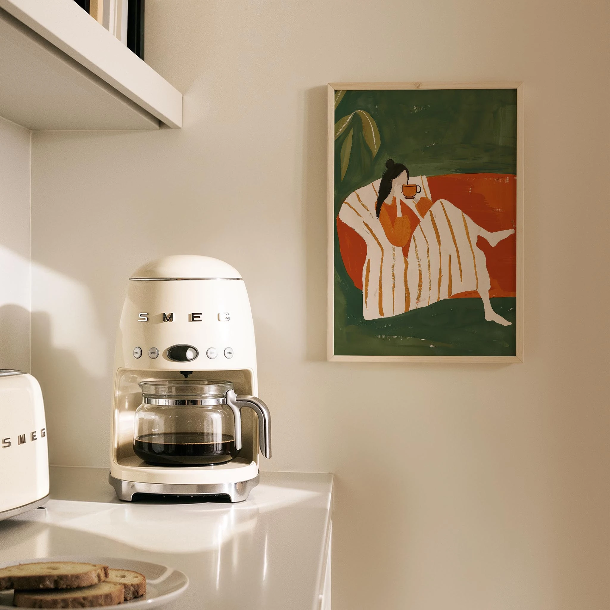 Kadın Portre XL - Kahve Keyfi Zümrüt