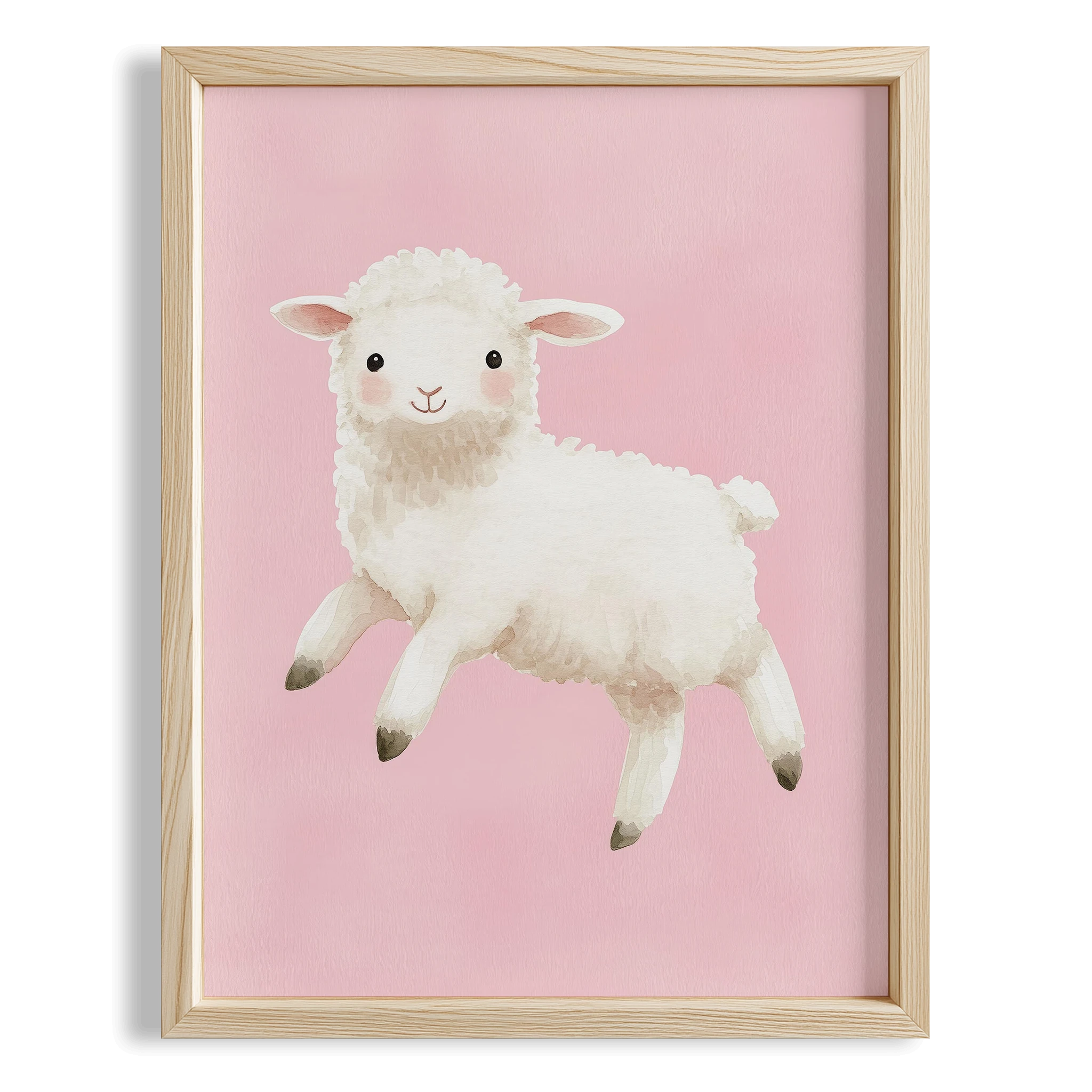 Zıplayan Mutlu Kuzu - Pembe Fon