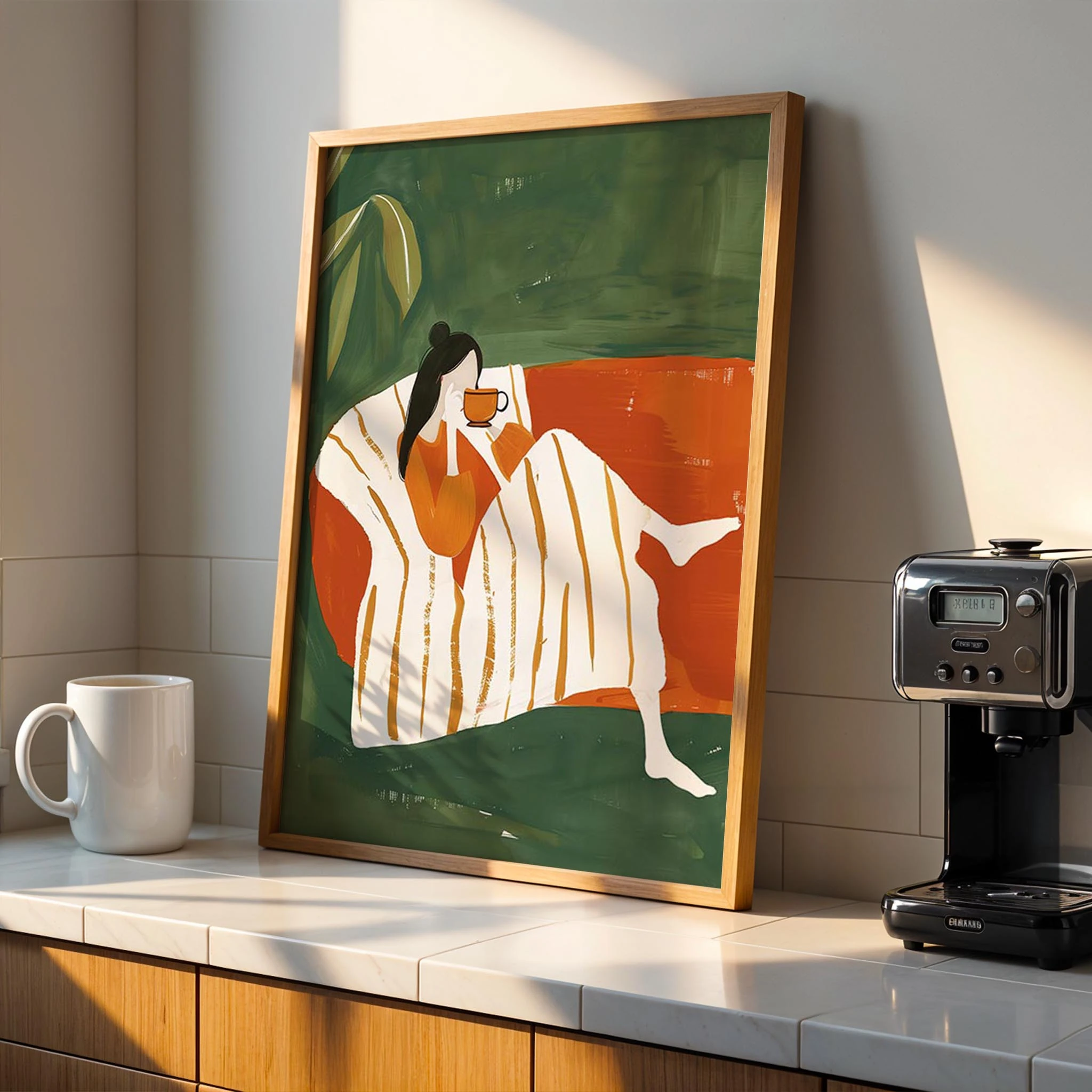 Kadın Portre XL - Kahve Keyfi Zümrüt